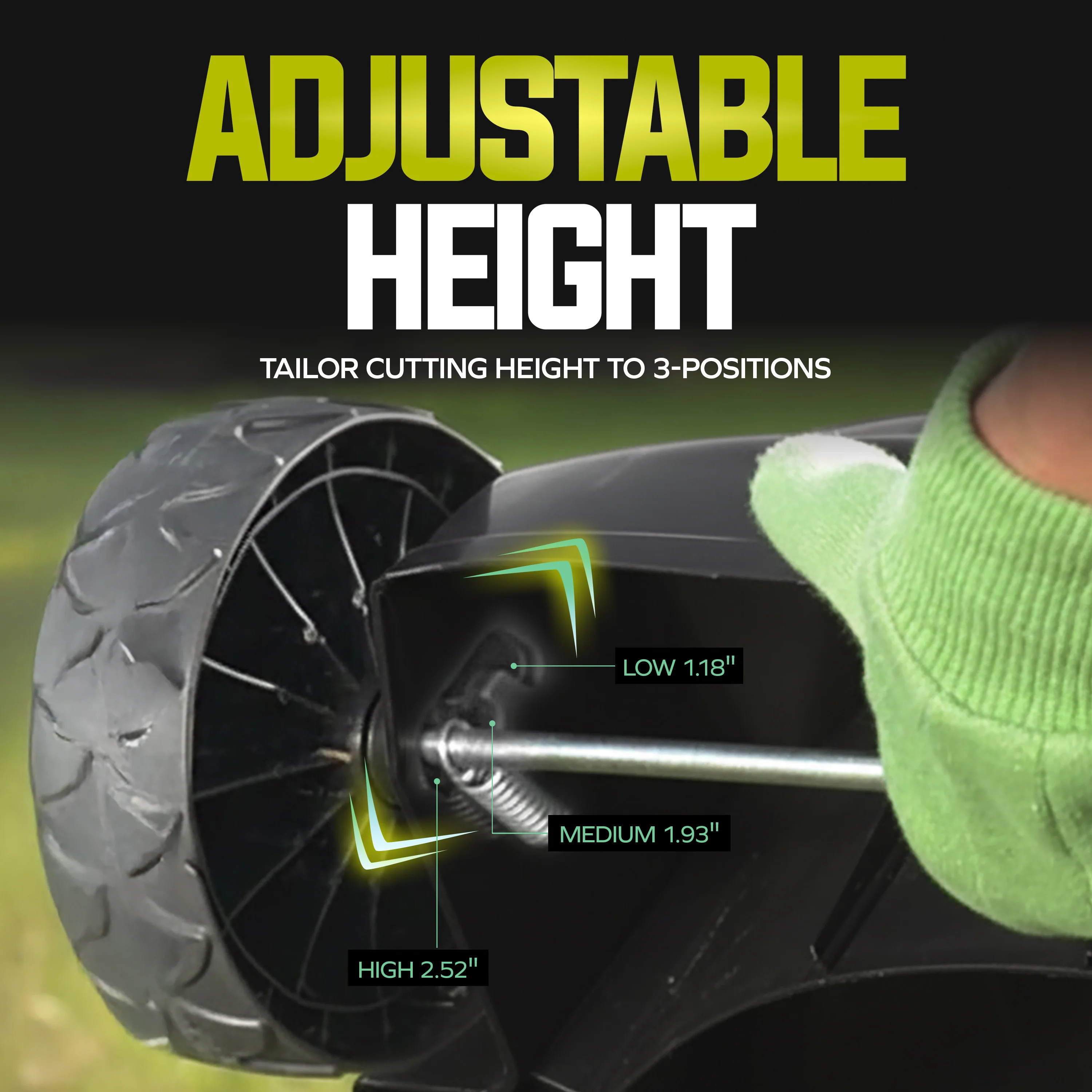 Sun Joe 28-Volt Cordless Walk-Behind Push Lawn Mower | 14-inch | 3-Position Height Adjustment - Image 6