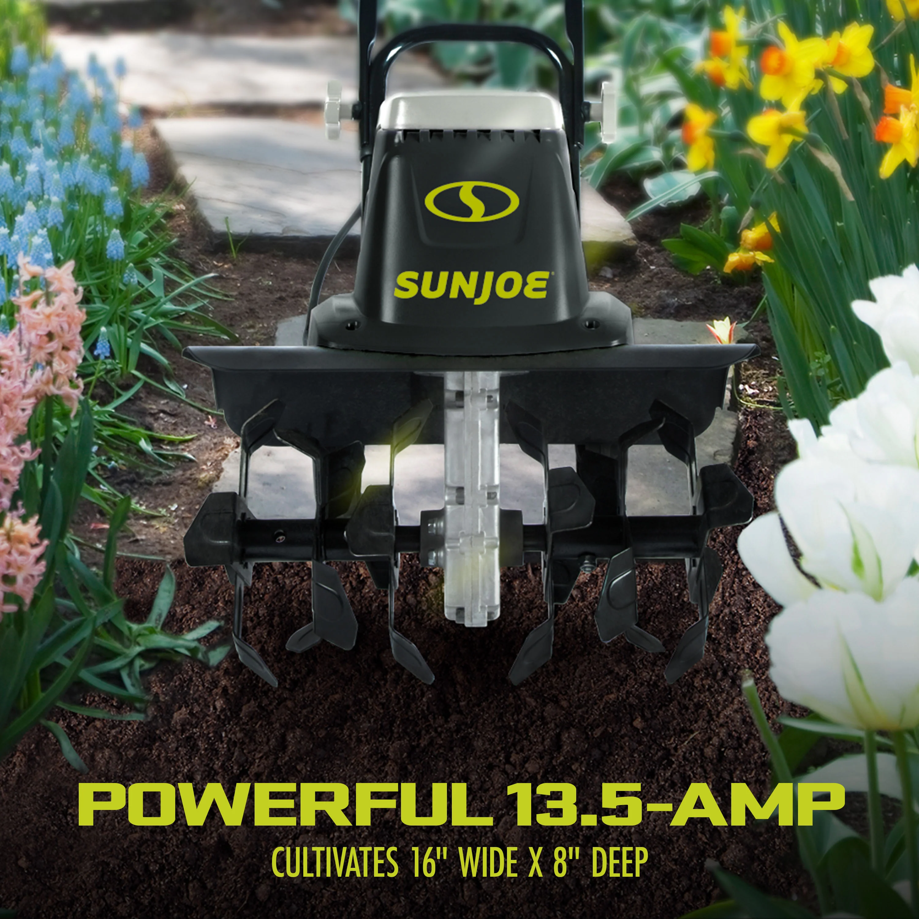 Sun Joe Electric Garden Tiller + Cultivator | 16-Inch | 13.5-Amp | 3-Position Height Adjustment - Image 4