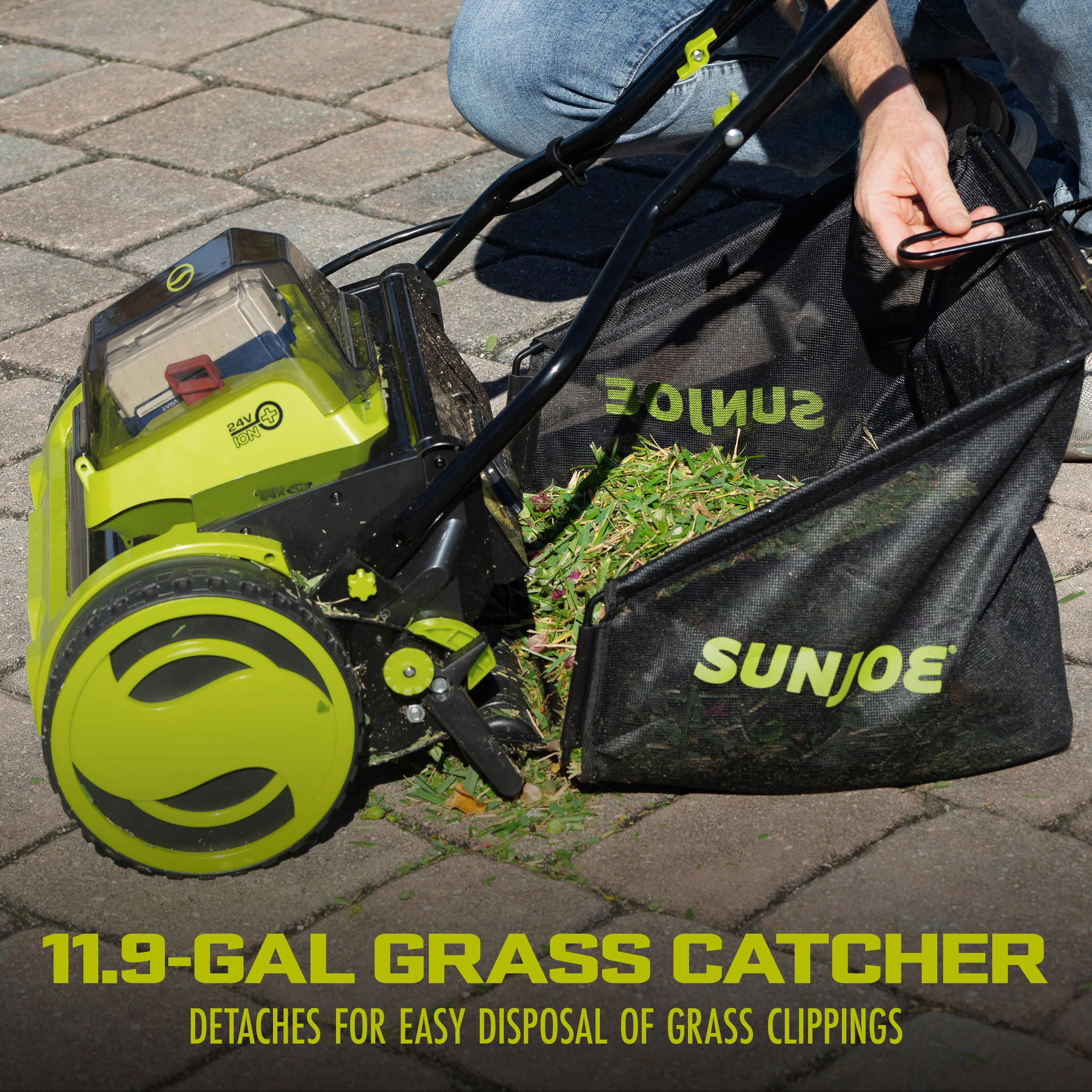 Sun Joe 24-Volt IONMAX Cordless Push Reel Mower W/ Collection Bag | 15-inch | Tool Only - Image 5