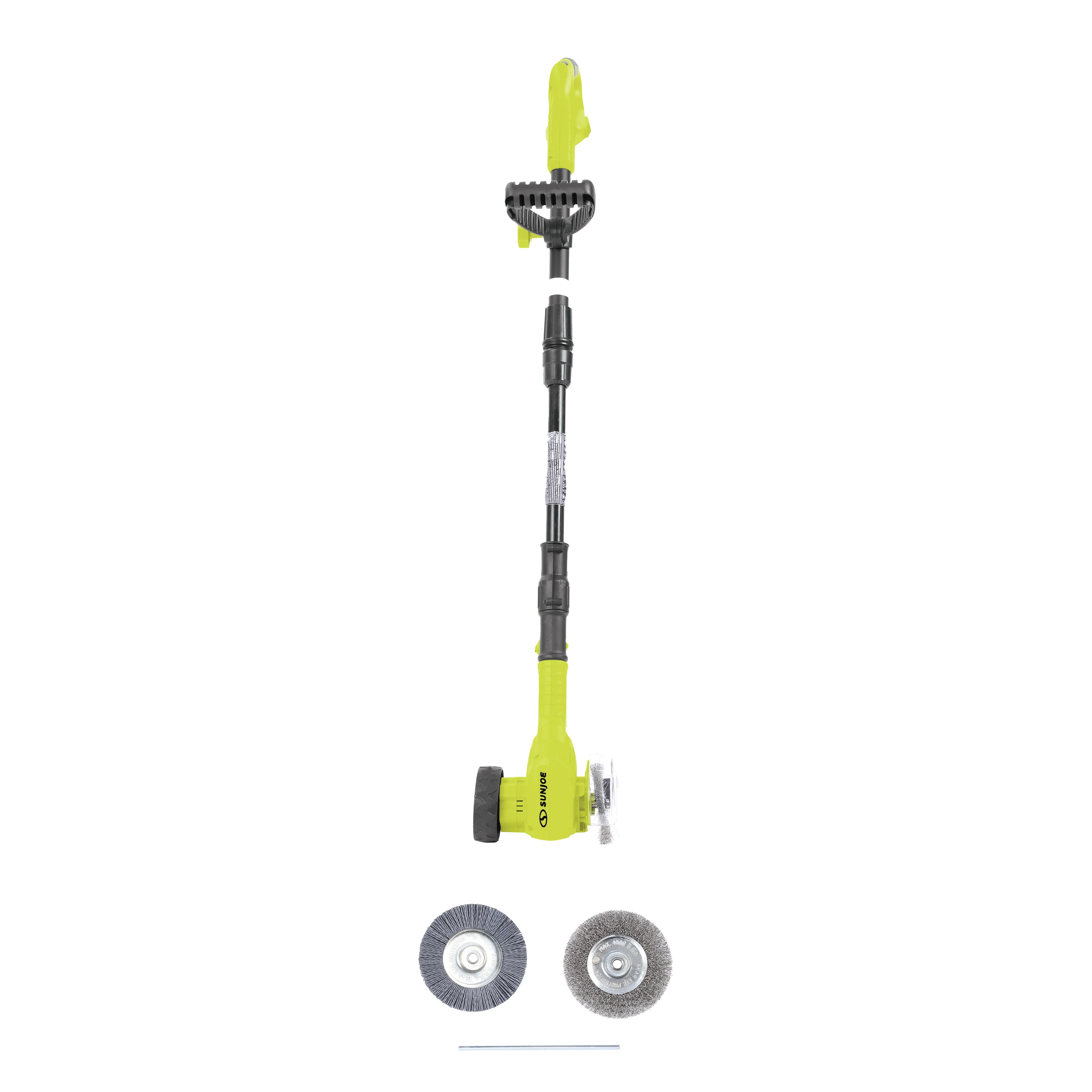 Sun Joe 24V-CTC-LTE 24-Volt* IONMAX Cordless Weed Sweeper | Nylon Brush, Steel Wire Brush, & Adjustable Pole | Sweeper Head W/ Wheel | W/ 2.0-Ah Battery + Charger - Image 2