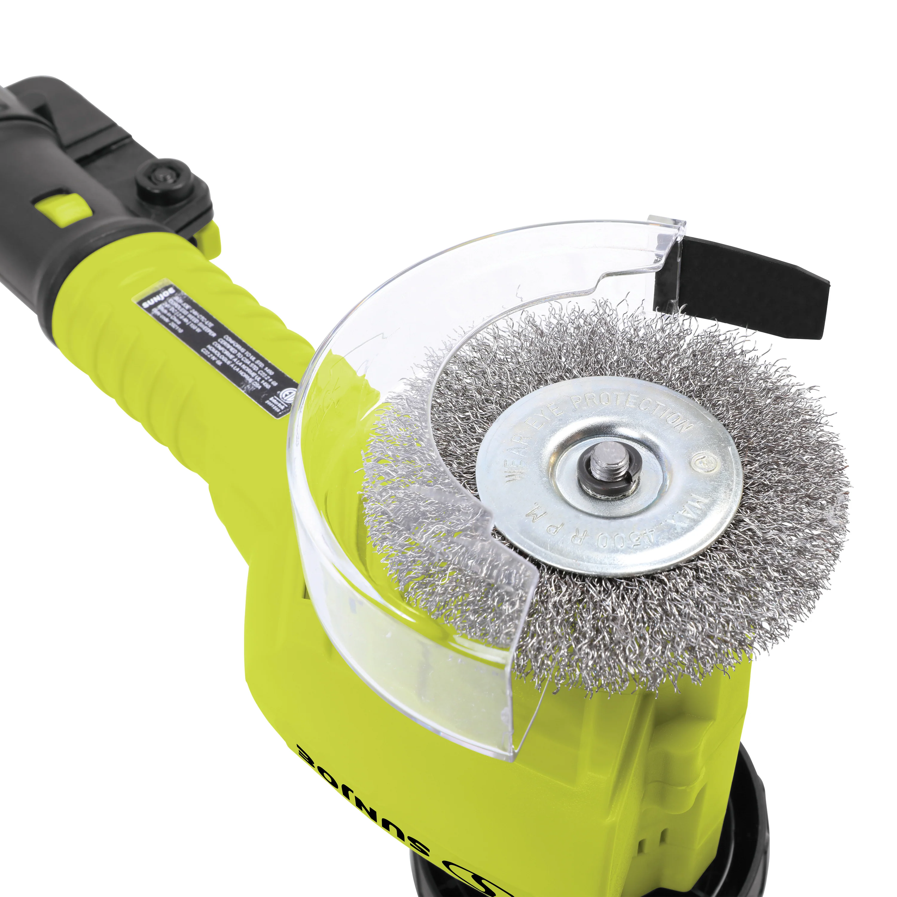 Sun Joe 24V-CTC-LTE 24-Volt* IONMAX Cordless Weed Sweeper | Nylon Brush, Steel Wire Brush, & Adjustable Pole | Sweeper Head W/ Wheel | W/ 2.0-Ah Battery + Charger - Image 8