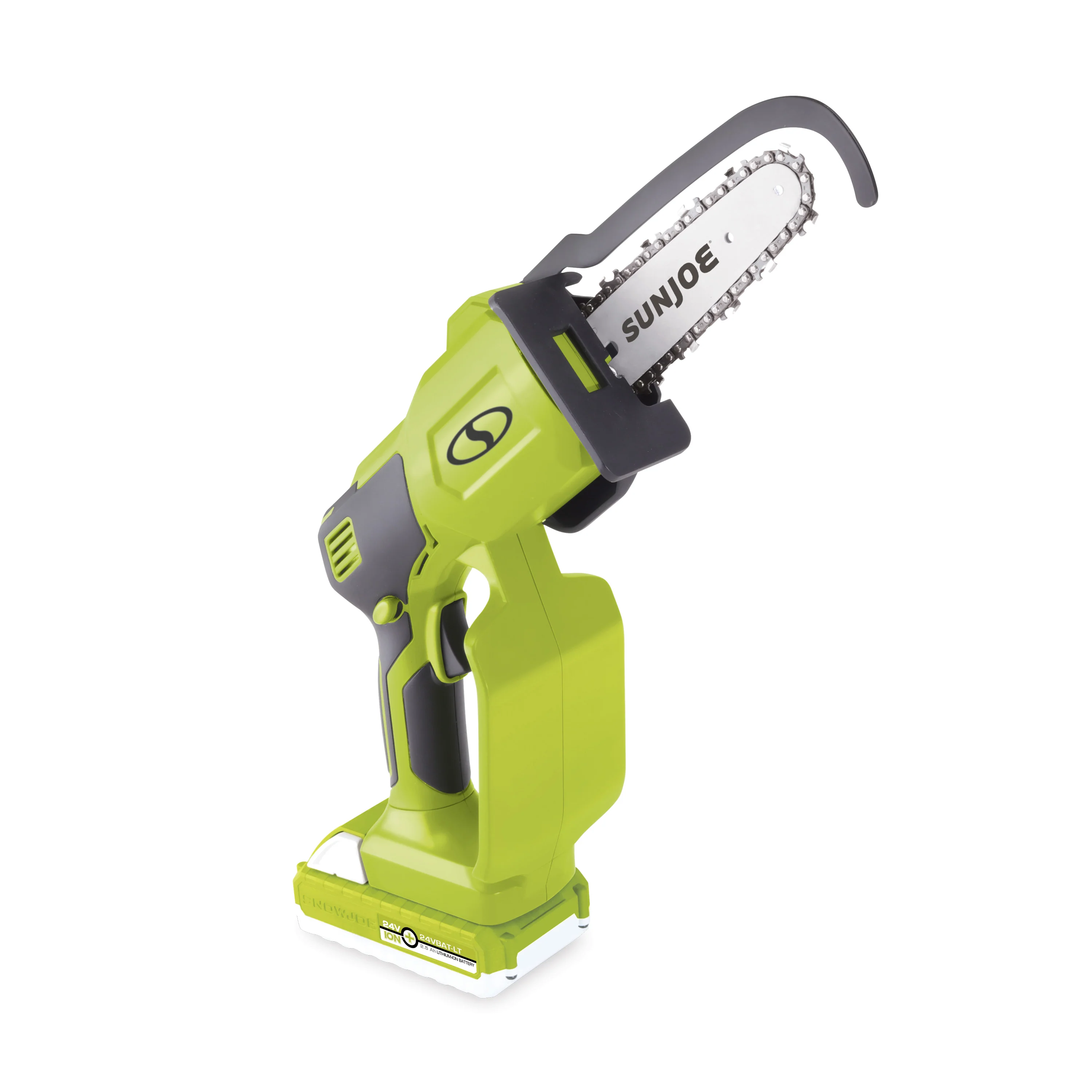 Sun Joe 24V-HCSEC-LT 24-Volt* IONMAX Cordless Handheld Chainsaw | 5-inch Pruning Saw Kit | W/ 2.5-Ah Battery, Charger, and Bonus Chain - Image 3