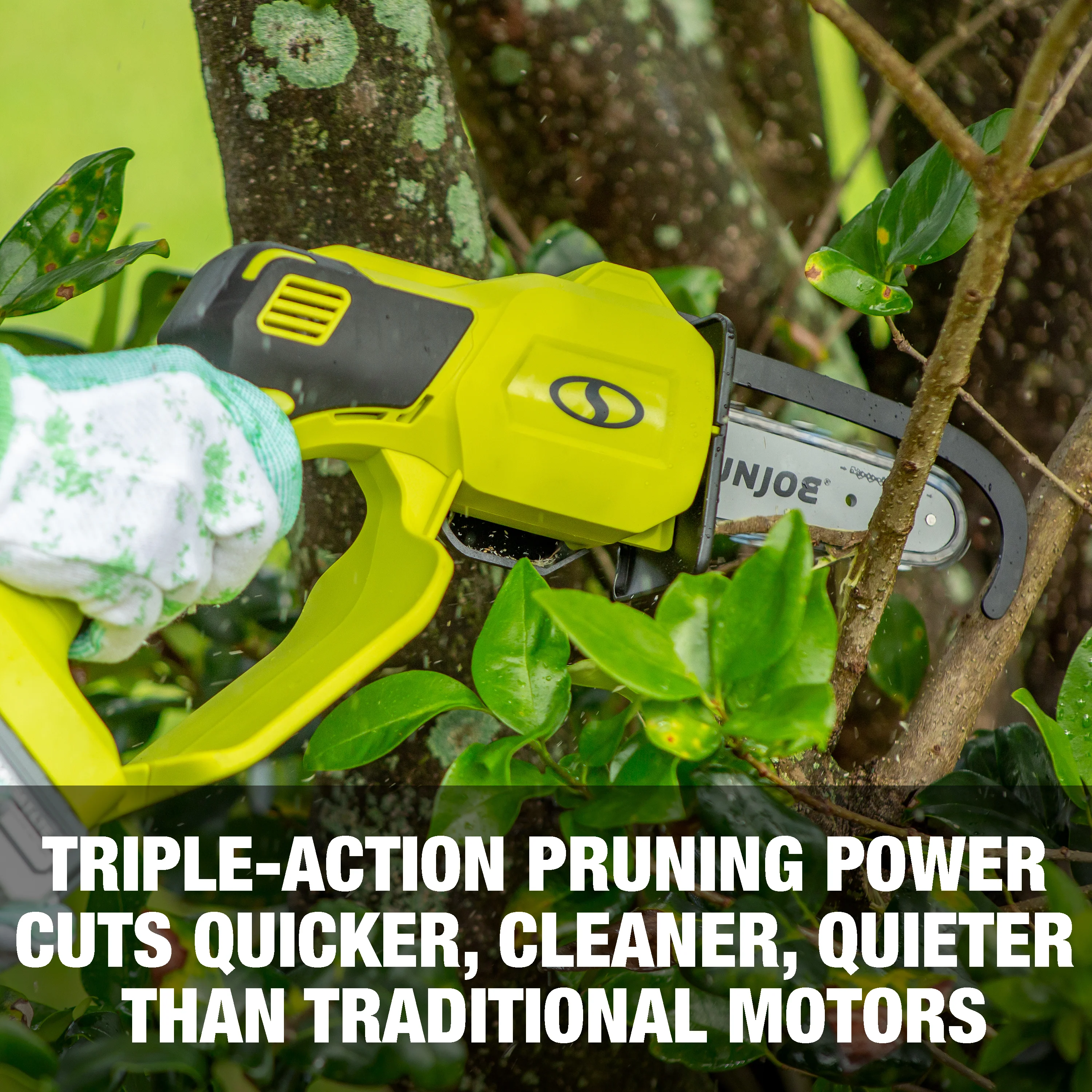 Sun Joe 24V-HCSEC-LT 24-Volt* IONMAX Cordless Handheld Chainsaw | 5-inch Pruning Saw Kit | W/ 2.5-Ah Battery, Charger, and Bonus Chain - Image 8