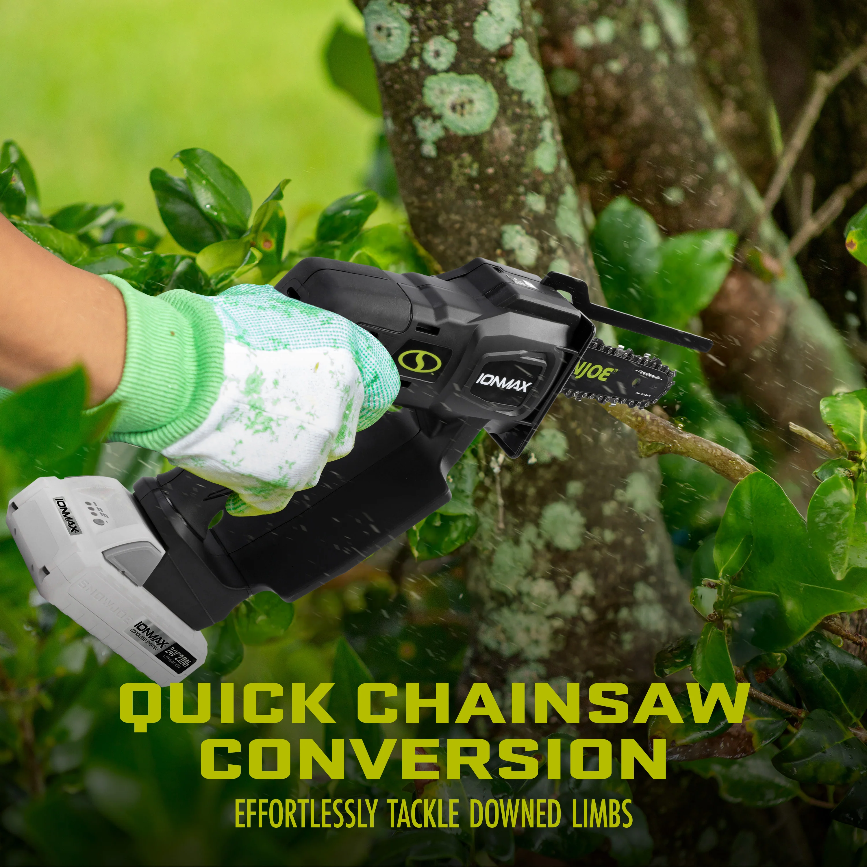 Sun Joe 24-Volt* IONMAX Cordless Telescoping Pole Pruning Saw Kit | 6-Inch | W/ 2.0-Ah Battery + Charger - Image 8