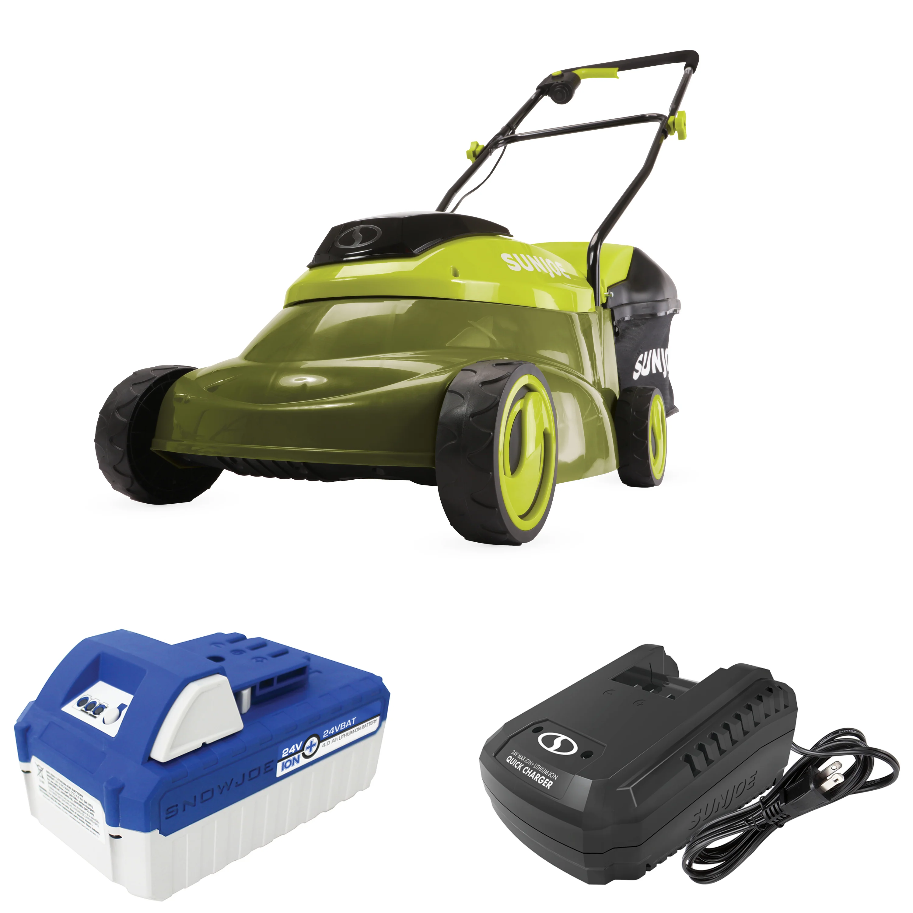 Sun Joe 24-Volt IONMAX Lawn Care Bundle | W/ Cordless Lawn Mower Kit and Stringless Lawn Trimmer - Image 2