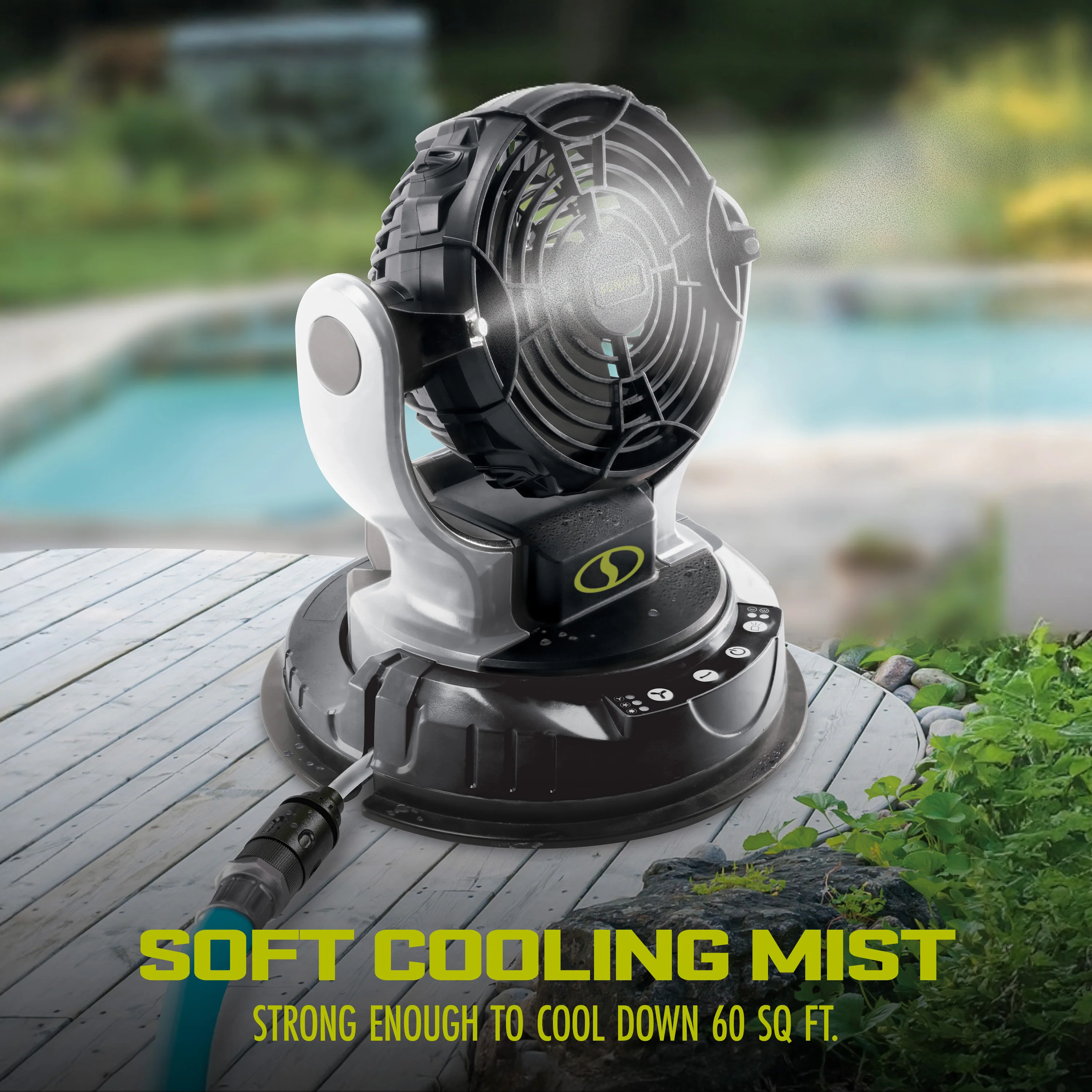 Sun Joe 24-Volt* IONMAX Cordless Indoor/Outdoor Misting Fan Kit W/ 6-Gallon Portable Bucket | 60 Sq. Ft. Coverage | W/ 2.0-Ah Battery + Charger - Image 4