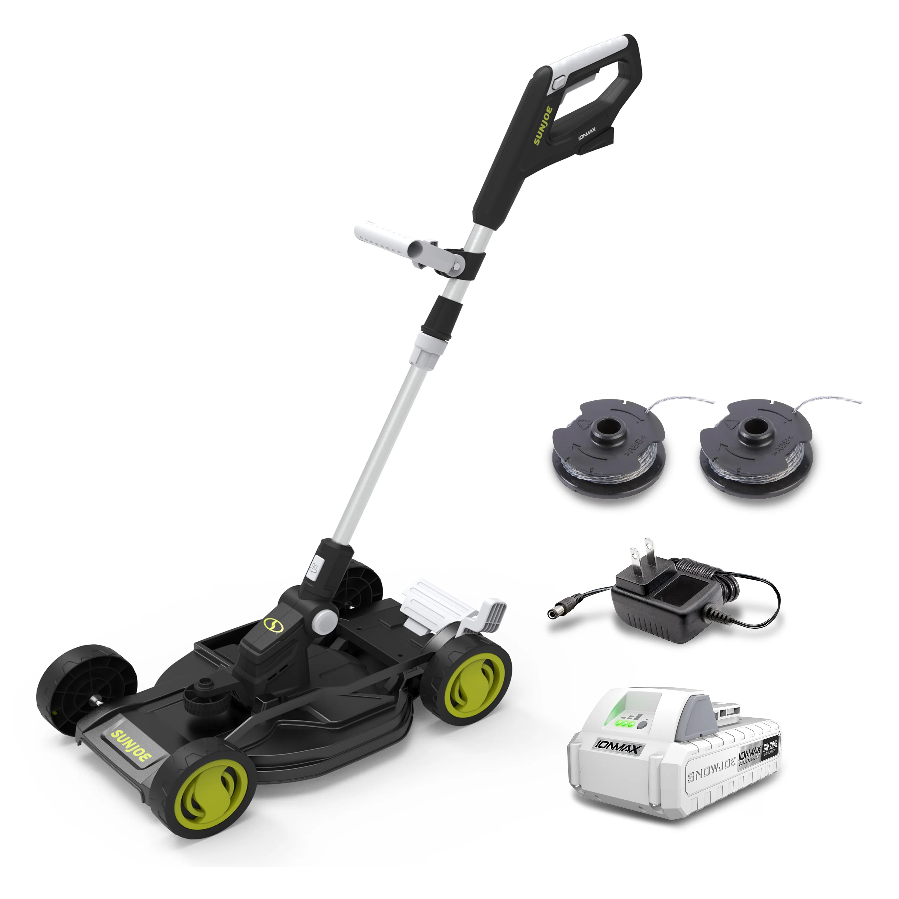Sun Joe 24V-MTE-LTE 24-Volt* Cordless 3-in-1 Lawn Mower + String Trimmer + Edger | 5-Position Height Adjustment & Telescopic Pole | W/ 2.0-Ah Battery + Charger - Image 2