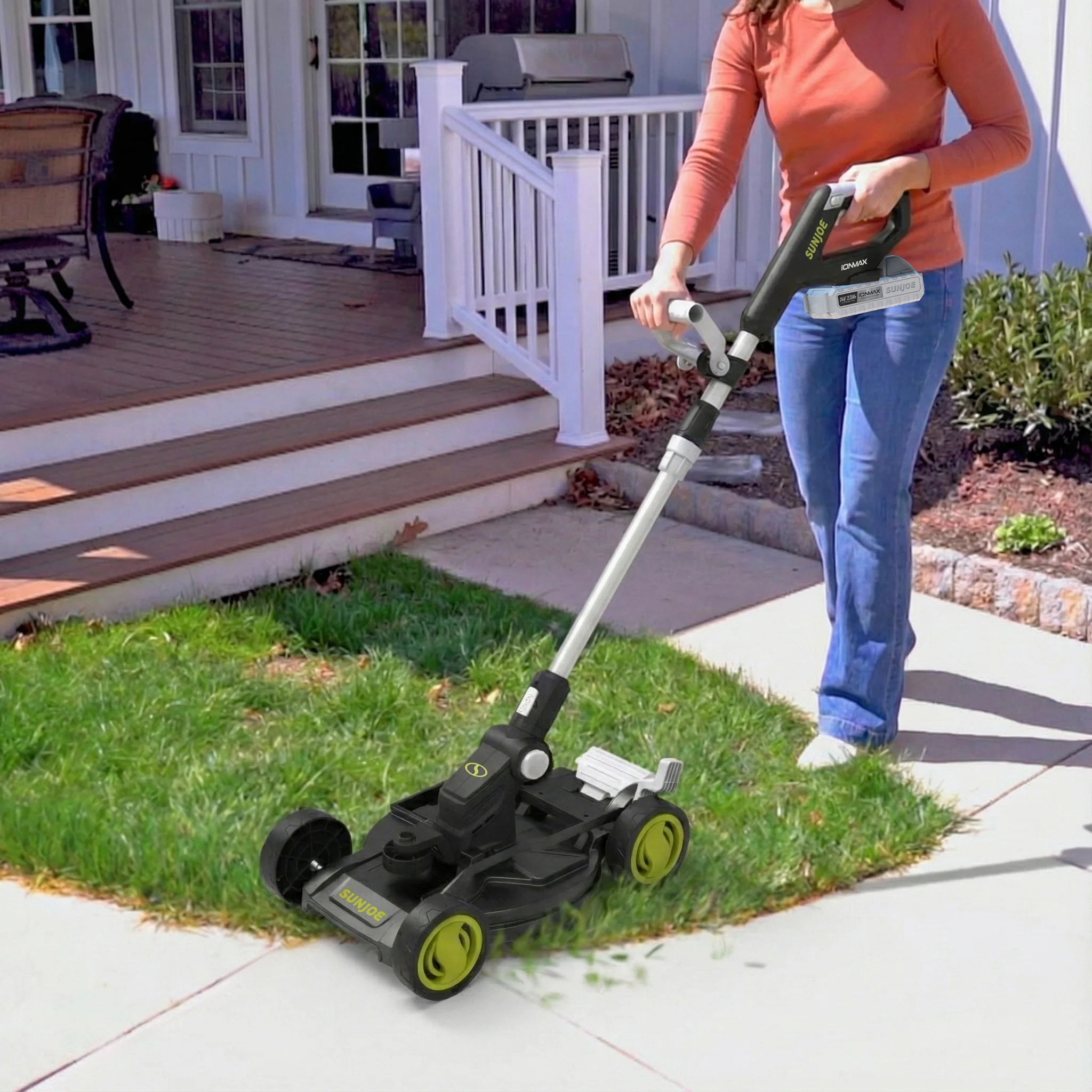 Sun Joe 24V-MTE-LTE 24-Volt* Cordless 3-in-1 Lawn Mower + String Trimmer + Edger | 5-Position Height Adjustment & Telescopic Pole | W/ 2.0-Ah Battery + Charger - Image 3