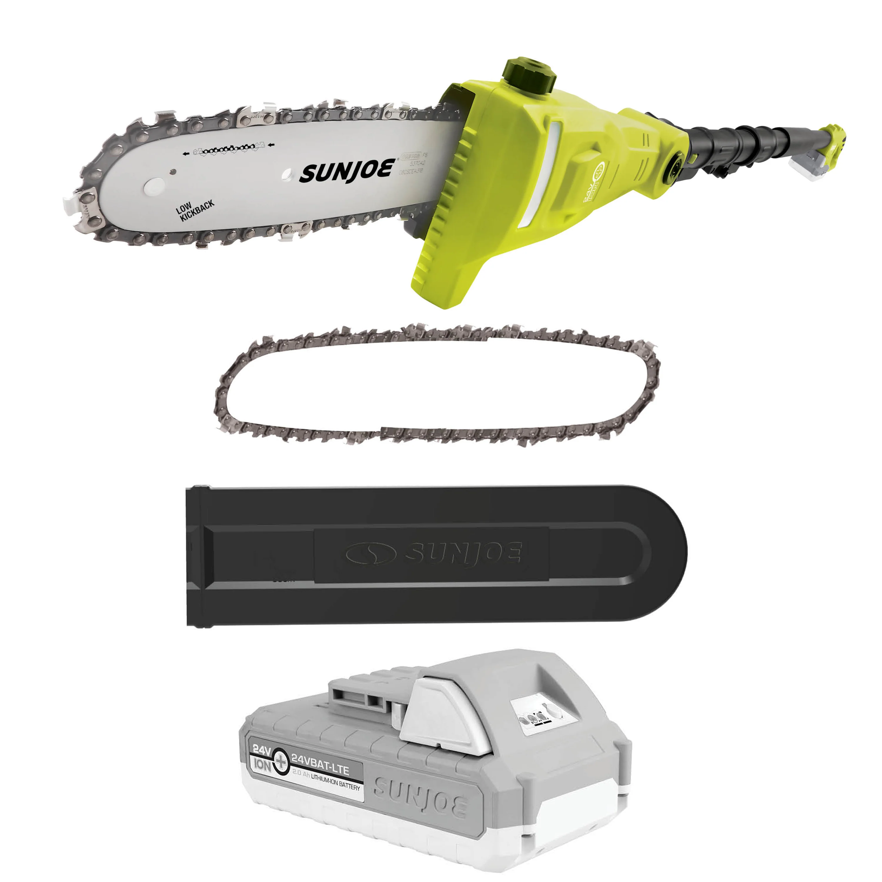 Sun Joe 24V-PS8CMAX-LTE 24-Volt* IONMAX Cordless Telescoping Pole Chain Saw Kit | 8-inch | W/ Bonus Spare Chain, 2.0-Ah Battery + Charger - Image 2