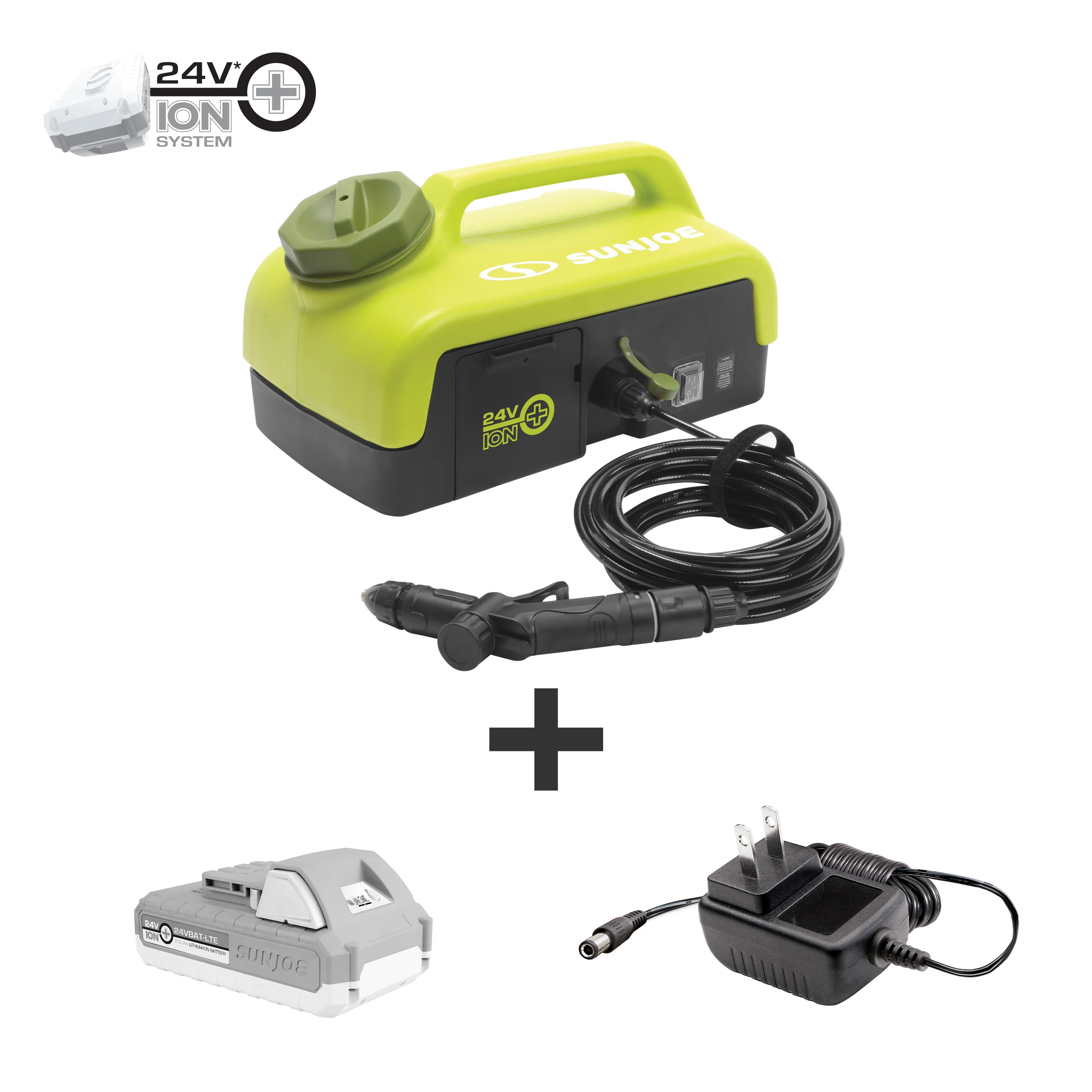 Sun Joe 24V-PSW25 24-Volt* IONMAX Cordless Go-Anywhere Portable Sink/Shower Spray Washer | 116 PSI Max* | 1.5 GPM Max* | 2.5 Gal | W/ 2.0-Ah Battery + Charger
