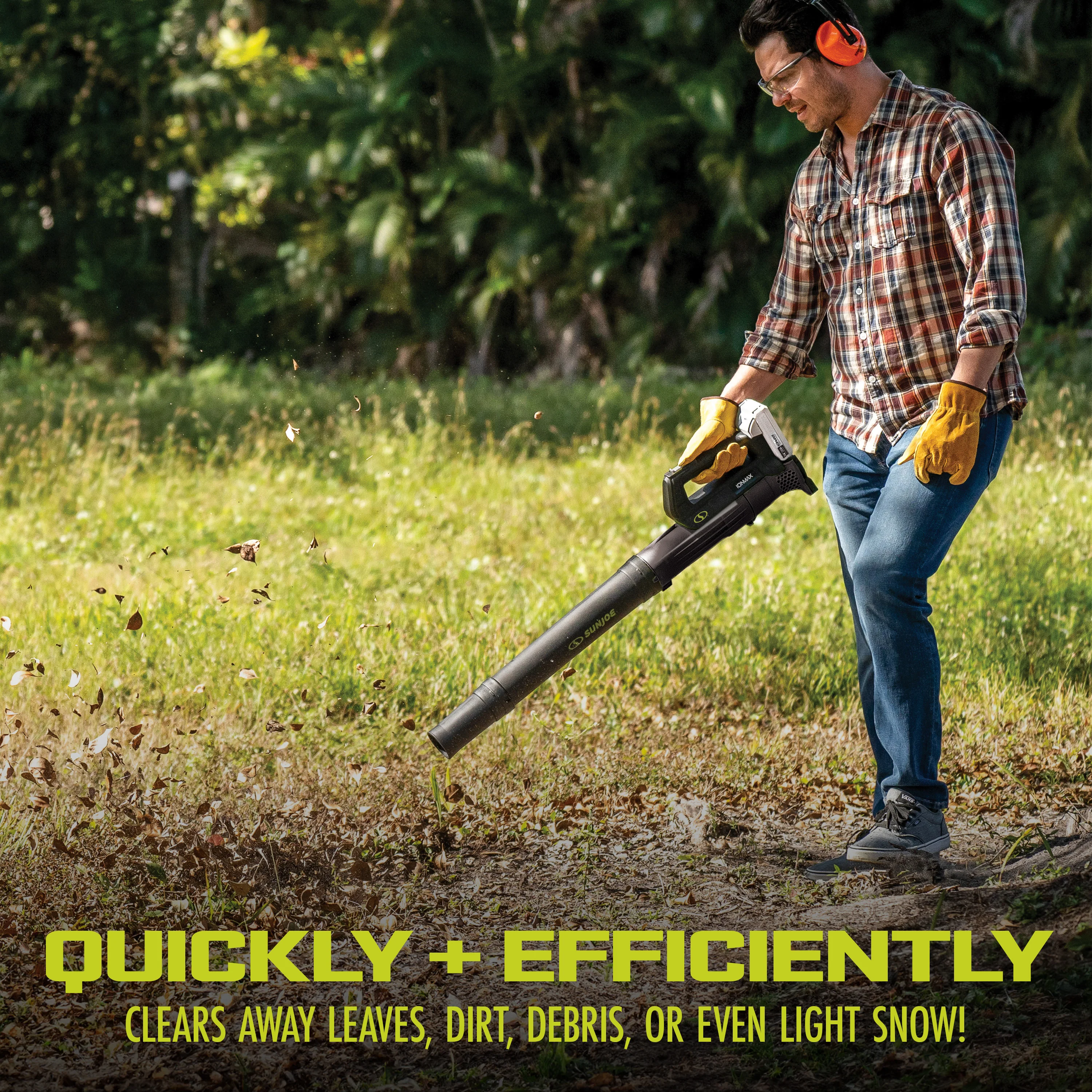 Sun Joe 24-Volt* IONMAX Cordless Compact Turbine Jet Blower | 100-MPH | 280-CFM | W/ 2 x 2.0-Ah Batteries + Dual-Port Charger - Image 5