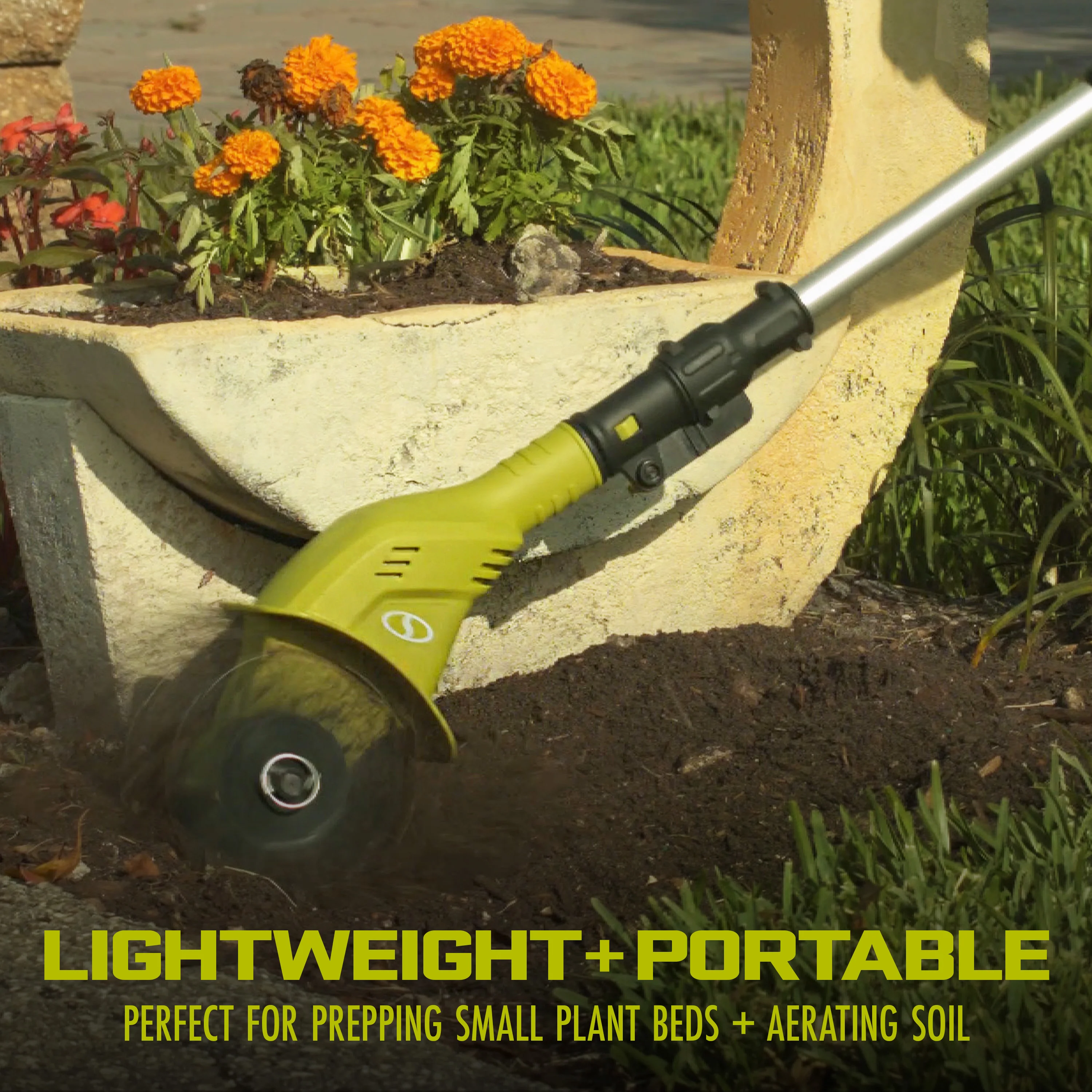 Sun Joe 24-Volt* IONMAX Cordless Garden Tiller + Cultivator Kit | 6-Inch Blade | W/ 2.0-Ah Battery + Charger (Green) - Image 4