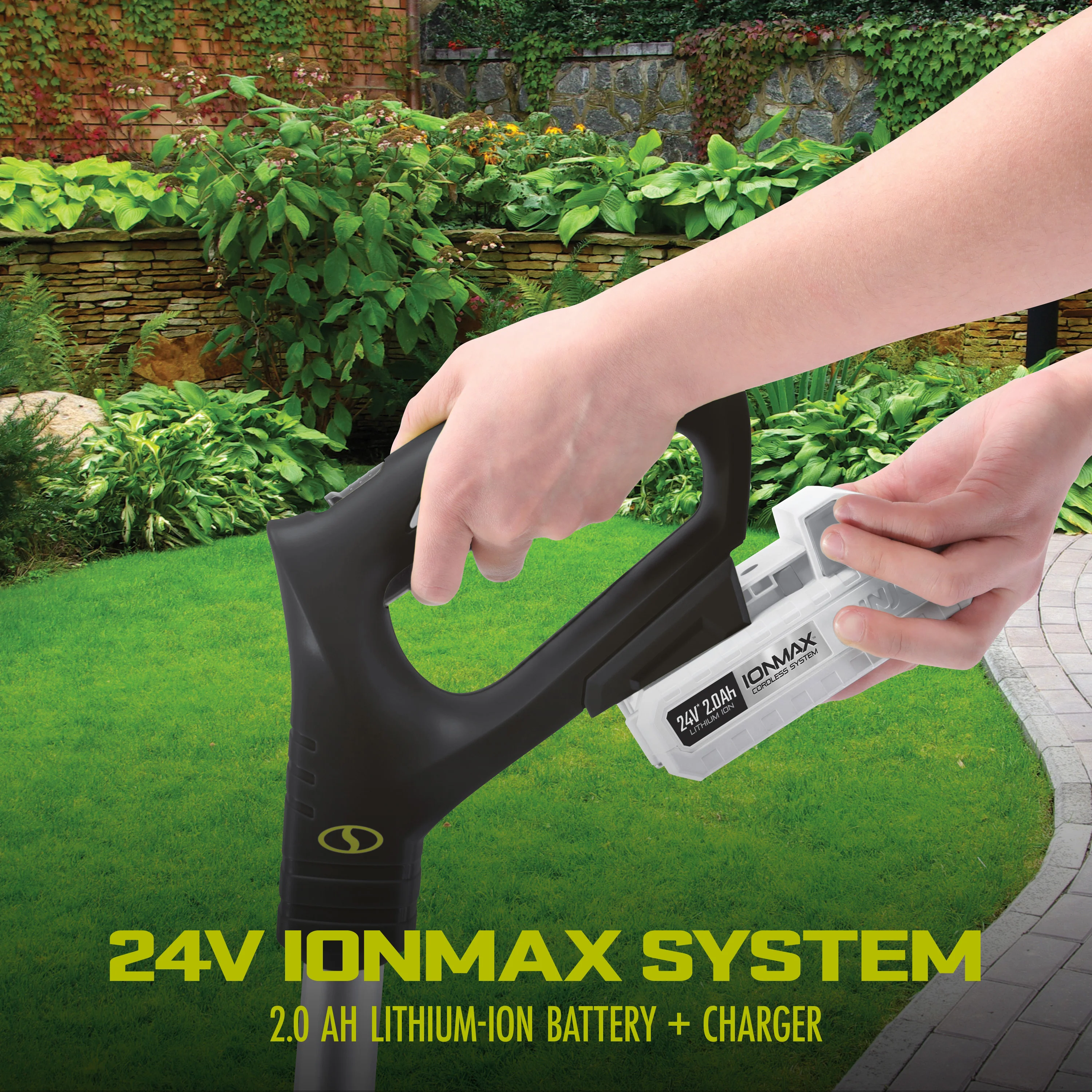 Sun Joe 24-Volt* IONMAX Cordless Garden Tiller + Cultivator Kit | 6-Inch Blade | W/ 2.0-Ah Battery + Charger (Black) - Image 4
