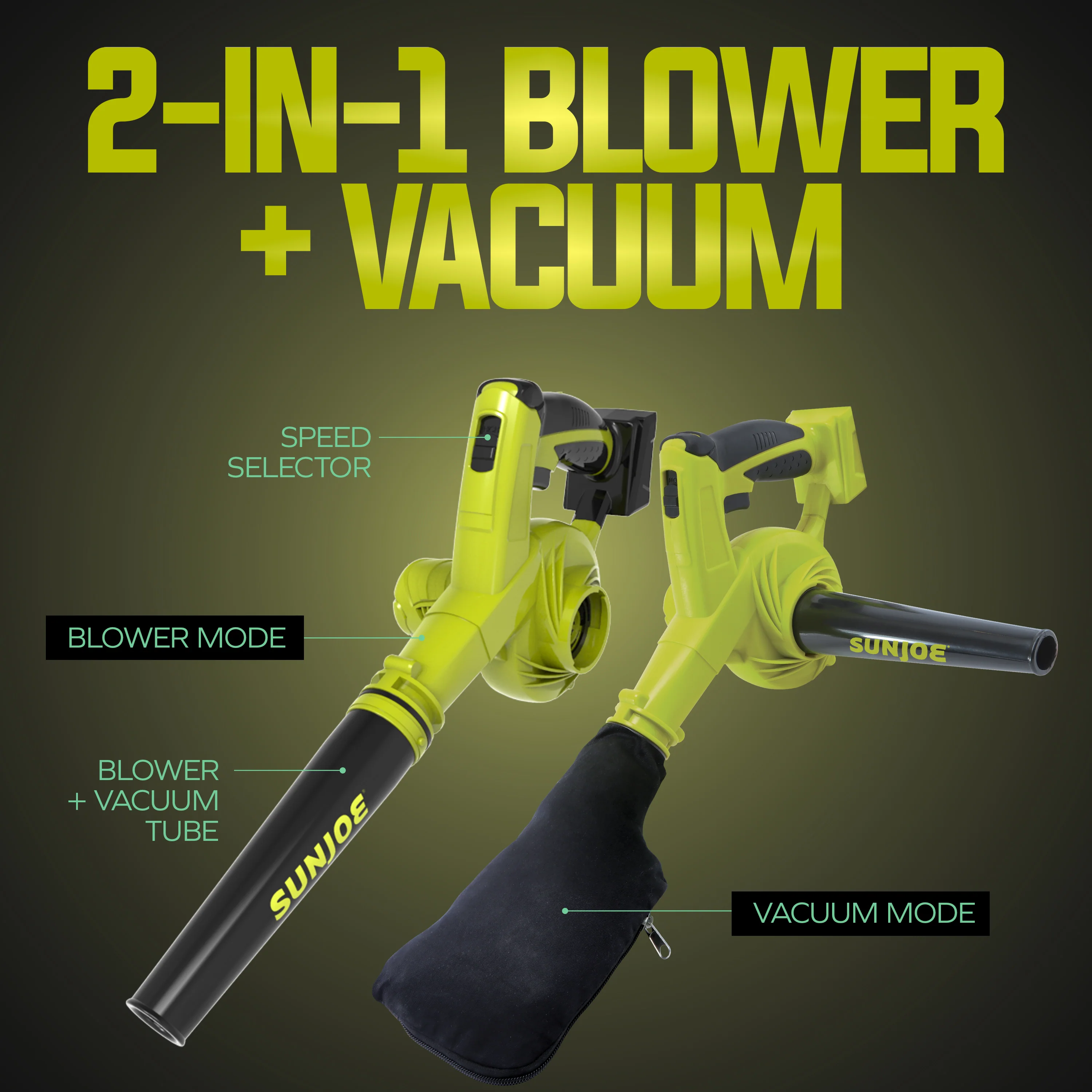 Sun Joe 24-Volt* IONMAX Workshop Blower + Vacuum | W/ 2.0-Ah Battery + Charger - Image 6