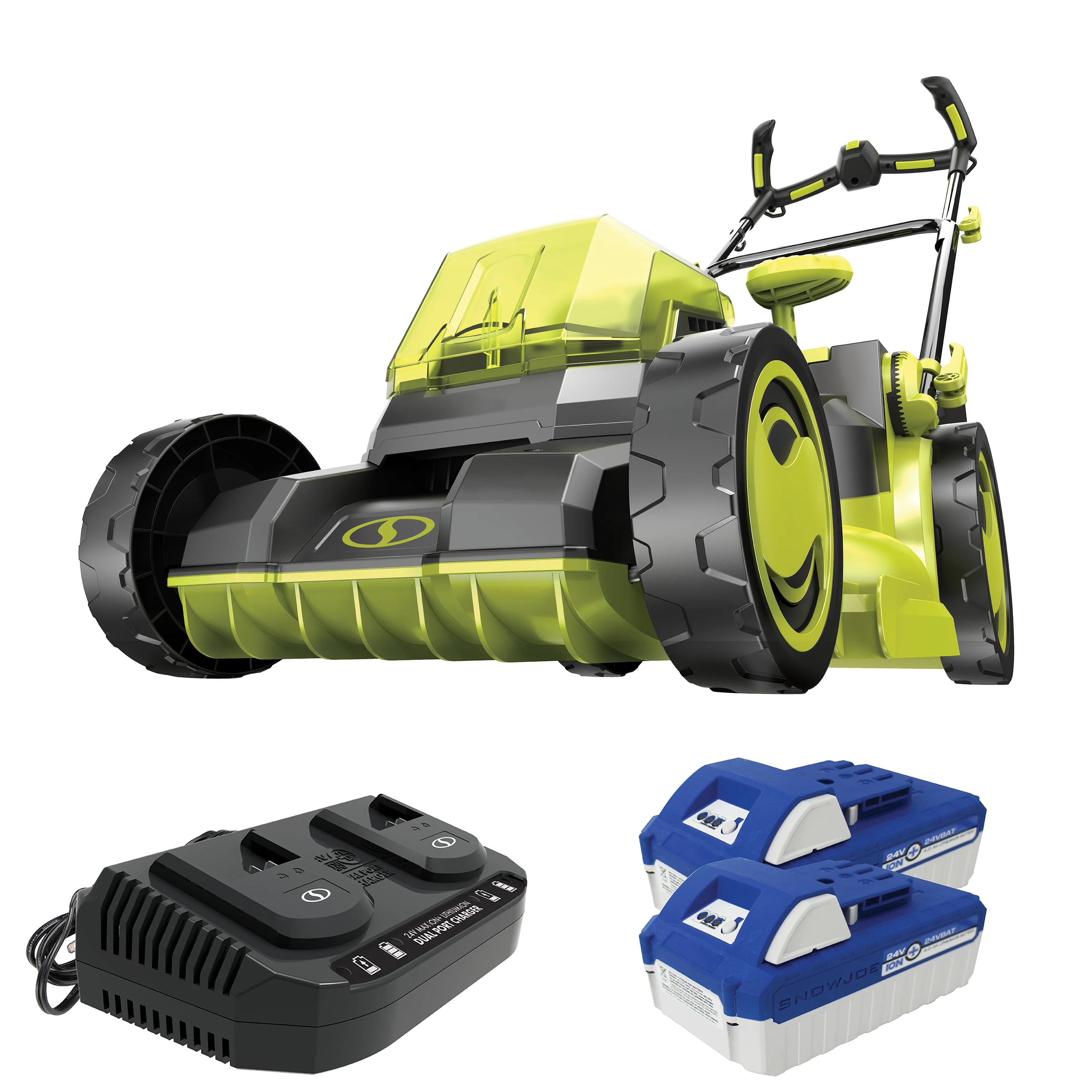 Sun Joe 24V-X2-16LM 48-Volt* IONMAX Cordless Brushless Lawn Mower Kit | 16-Inch | 12-Gallon Collection Bag | Comfort Grip | 6-Position Height Adjustment | W/ 2 x 4.0-Ah Batteries + Charger - Image 2
