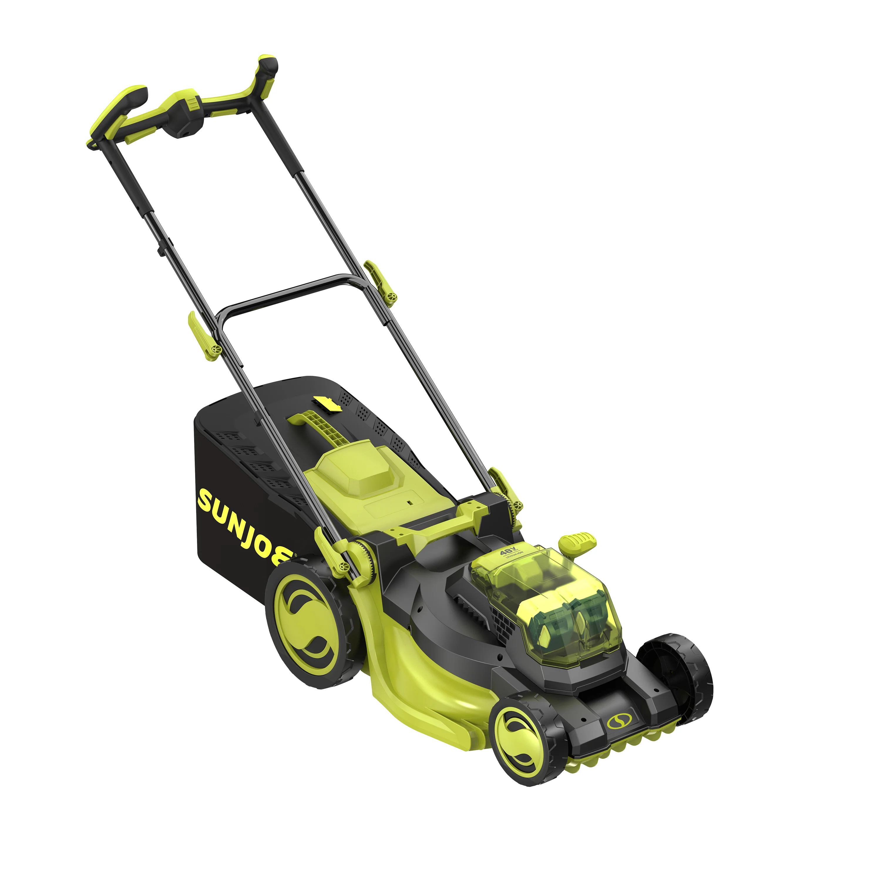Sun Joe 24V-X2-16LM 48-Volt* IONMAX Cordless Brushless Lawn Mower Kit | 16-Inch | 12-Gallon Collection Bag | Comfort Grip | 6-Position Height Adjustment | W/ 2 x 4.0-Ah Batteries + Charger - Image 9