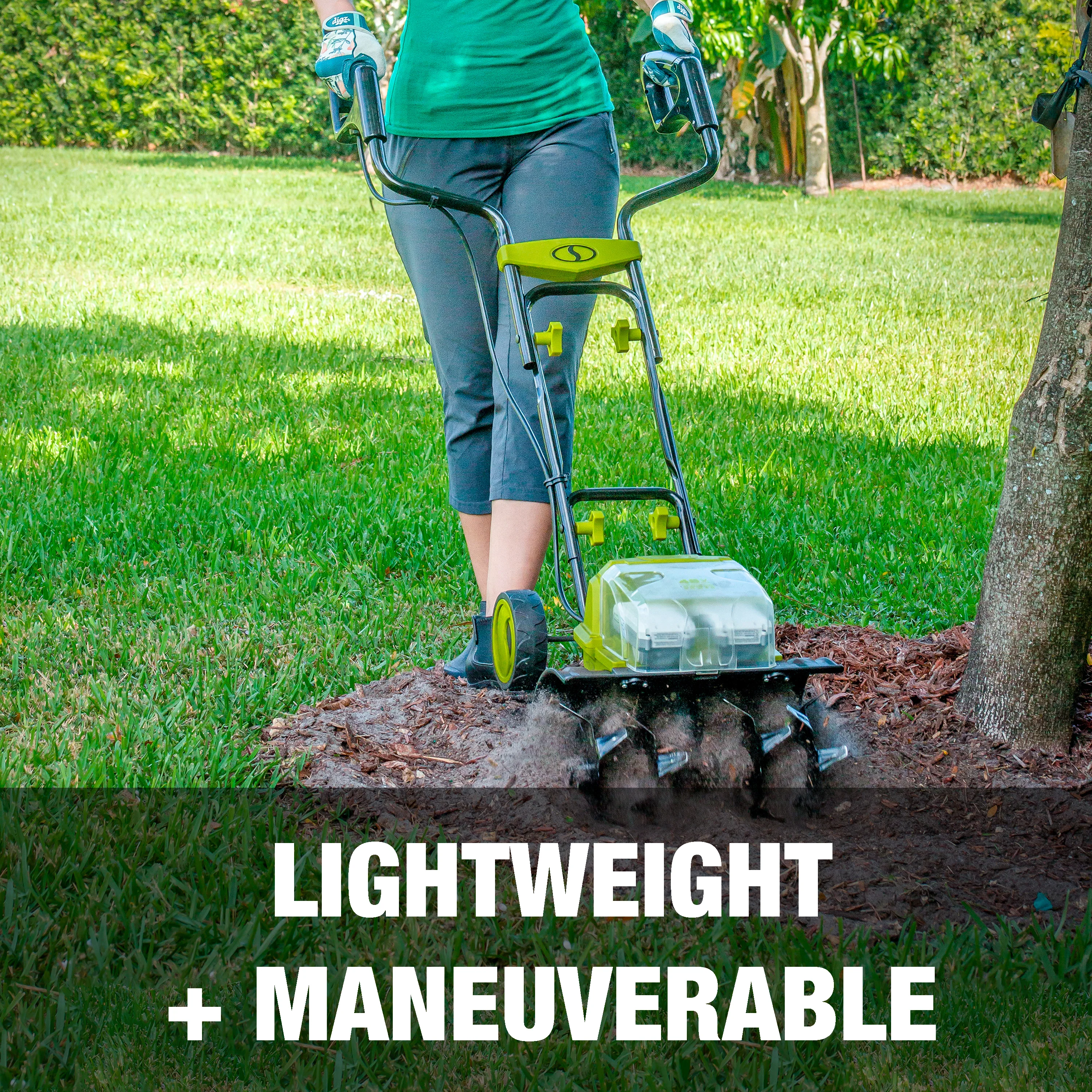 Sun Joe 48-Volt* IONMAX Cordless Garden Tiller + Cultivator Kit | W/ 2 x 4.0-Ah Batteries + Dual Port Charger - Image 7