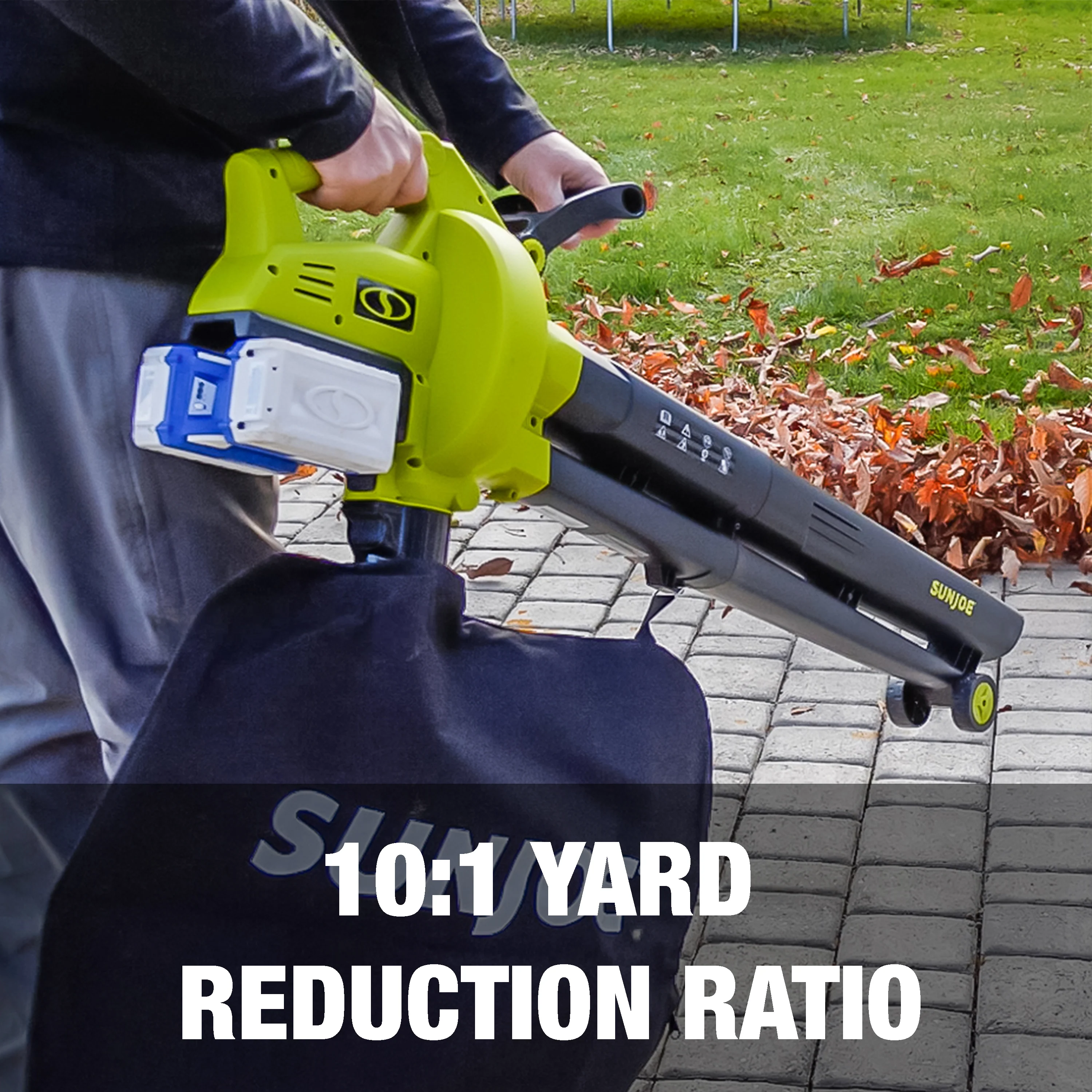 Sun Joe 48-Volt* IONMAX Cordless Leaf Blower Vacuum Mulcher Kit | 163-MPH | 391-CFM | W/ 2 x 5.0-Ah Batteries + Dual Port Charger - Image 11