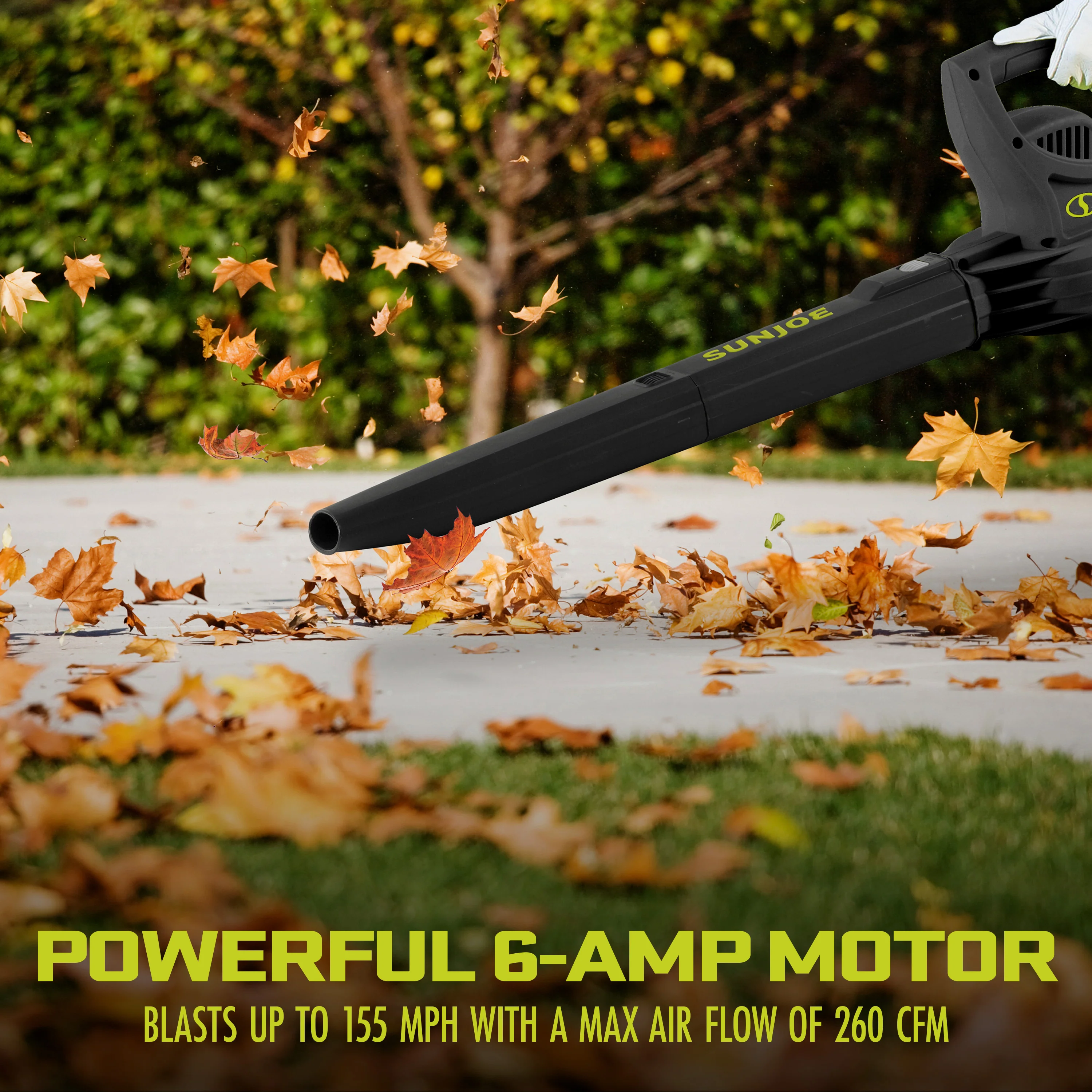 Sun Joe All-Purpose Electric Leaf Blower | 6-Amp | 155 MPH | 260 CFM (Black) - Image 5