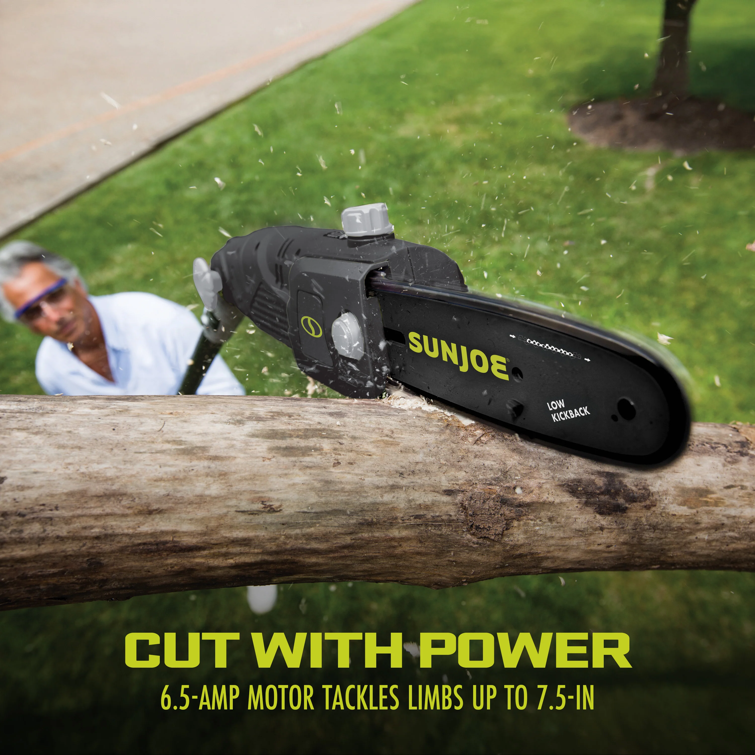 Sun Joe SWJ800E Electric Telescoping Pole Chain Saw | 8-inch | 6.5-Amp | 7.5-inch Cutting Thickness Max - Image 5