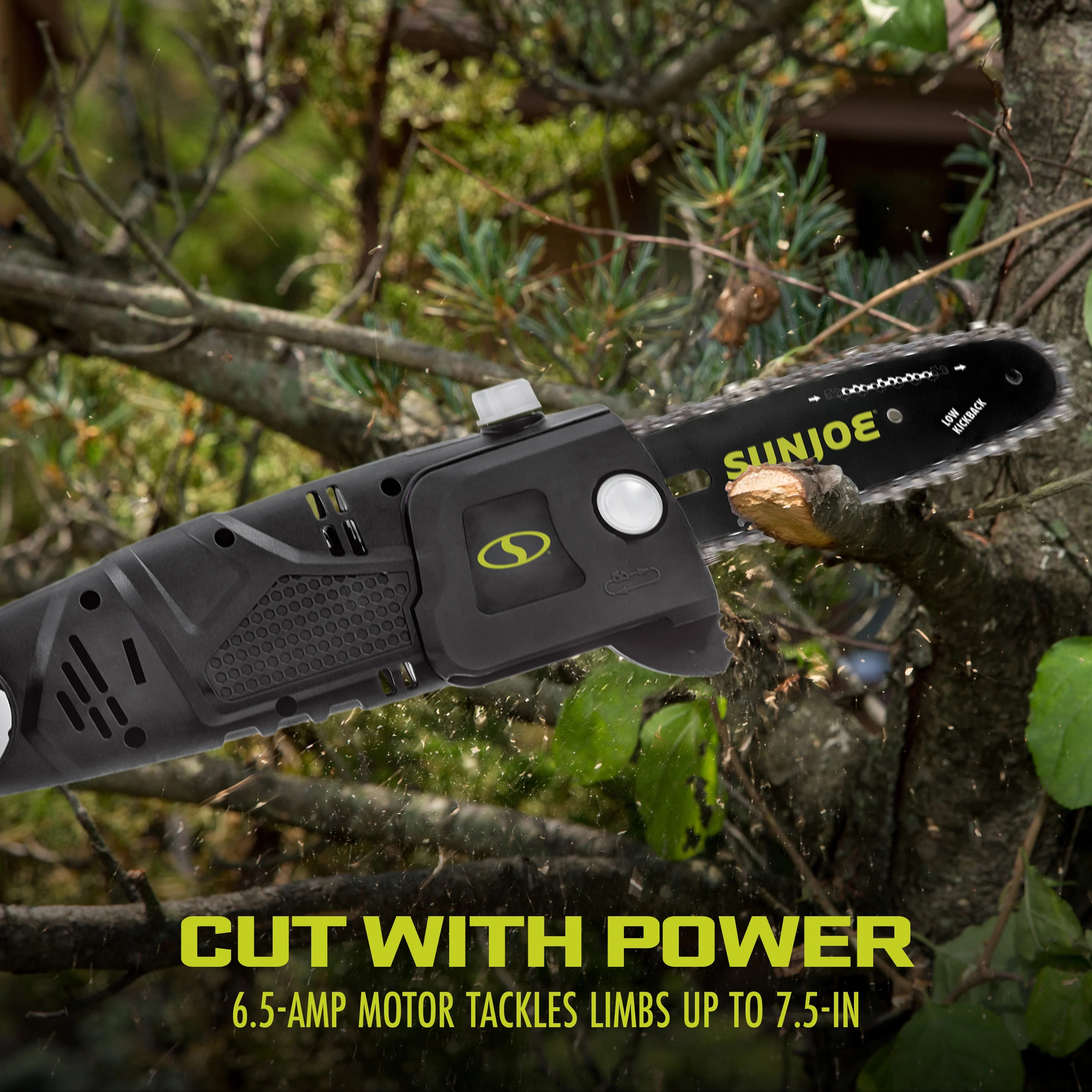 Sun Joe SWJ802E Electric Multi-Angle Pole Chain Saw | 8 inch | 6.5 Amp (Green) - Image 5