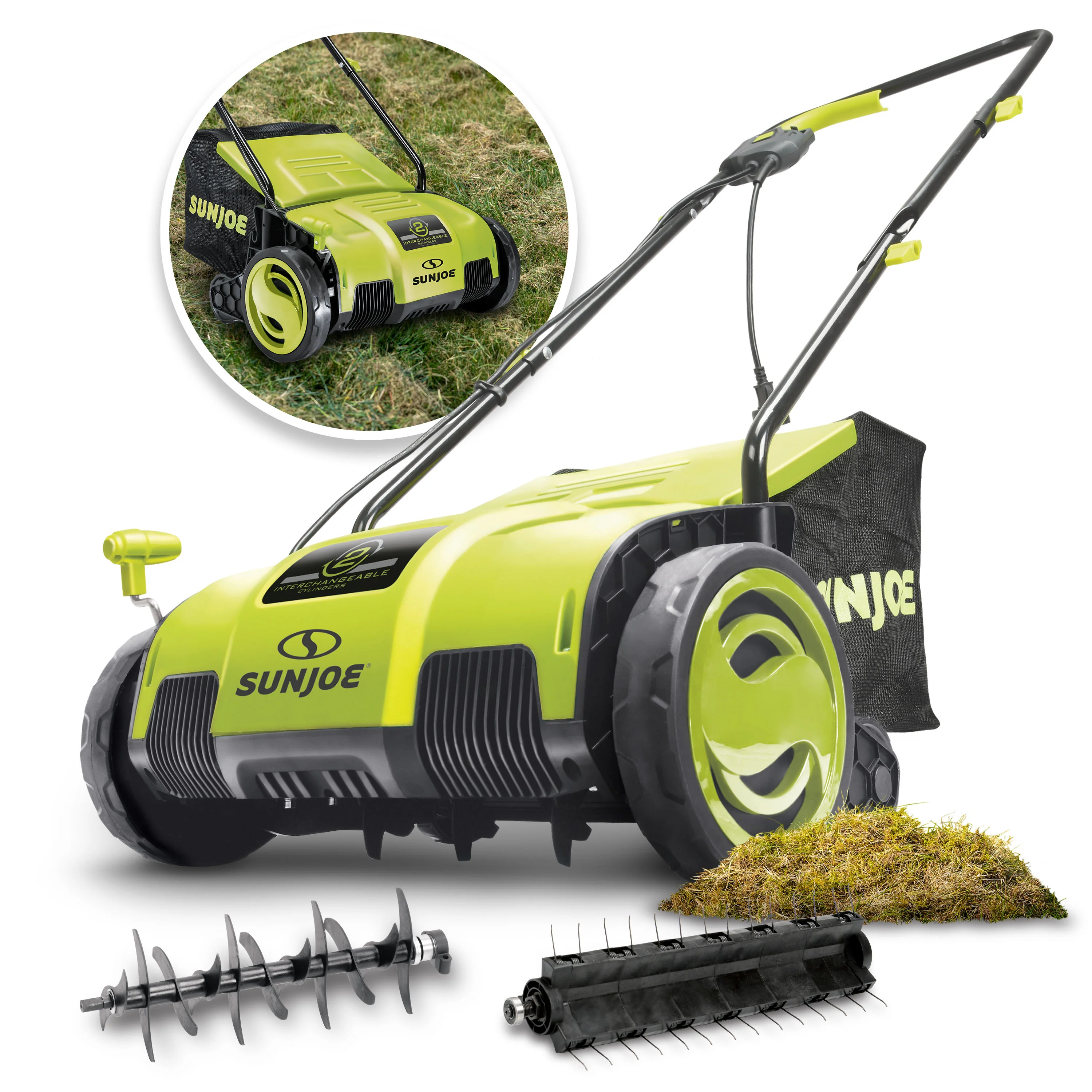 Sun Joe Electric Lawn Dethatcher + Scarifier W/ Collection Bag | 12.6-inch | 12-Amp | AirBoost Technology