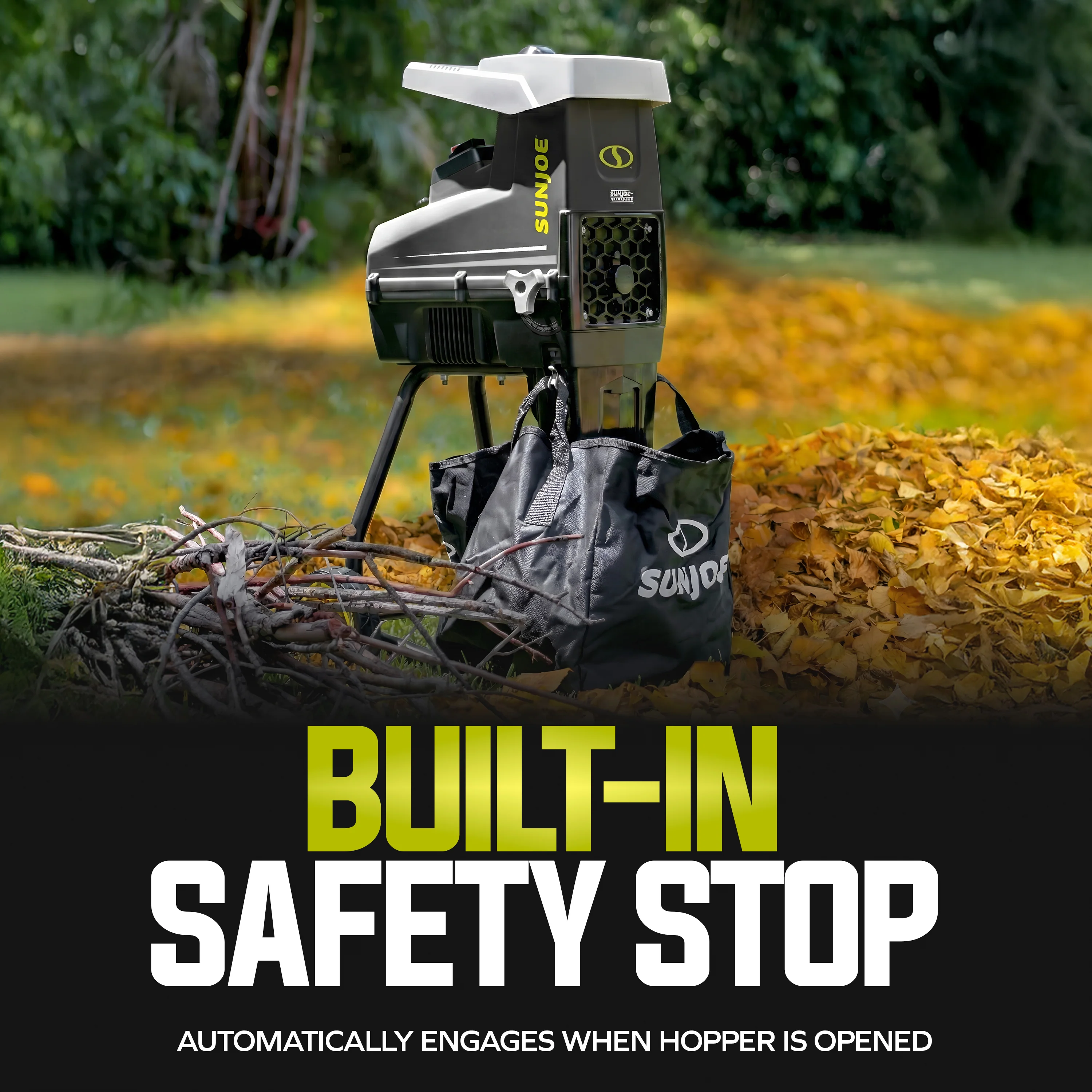 Sun Joe Silent Electric Wood Chipper + Shredder W/ Collection Bag | 1.7-inch Cutting Diameter | 15-Amp - Image 7