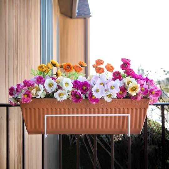 Sun Joe FPH1801-W Deco Joe Flower Box Holder | 18" - 36" in Length (White) - Image 2
