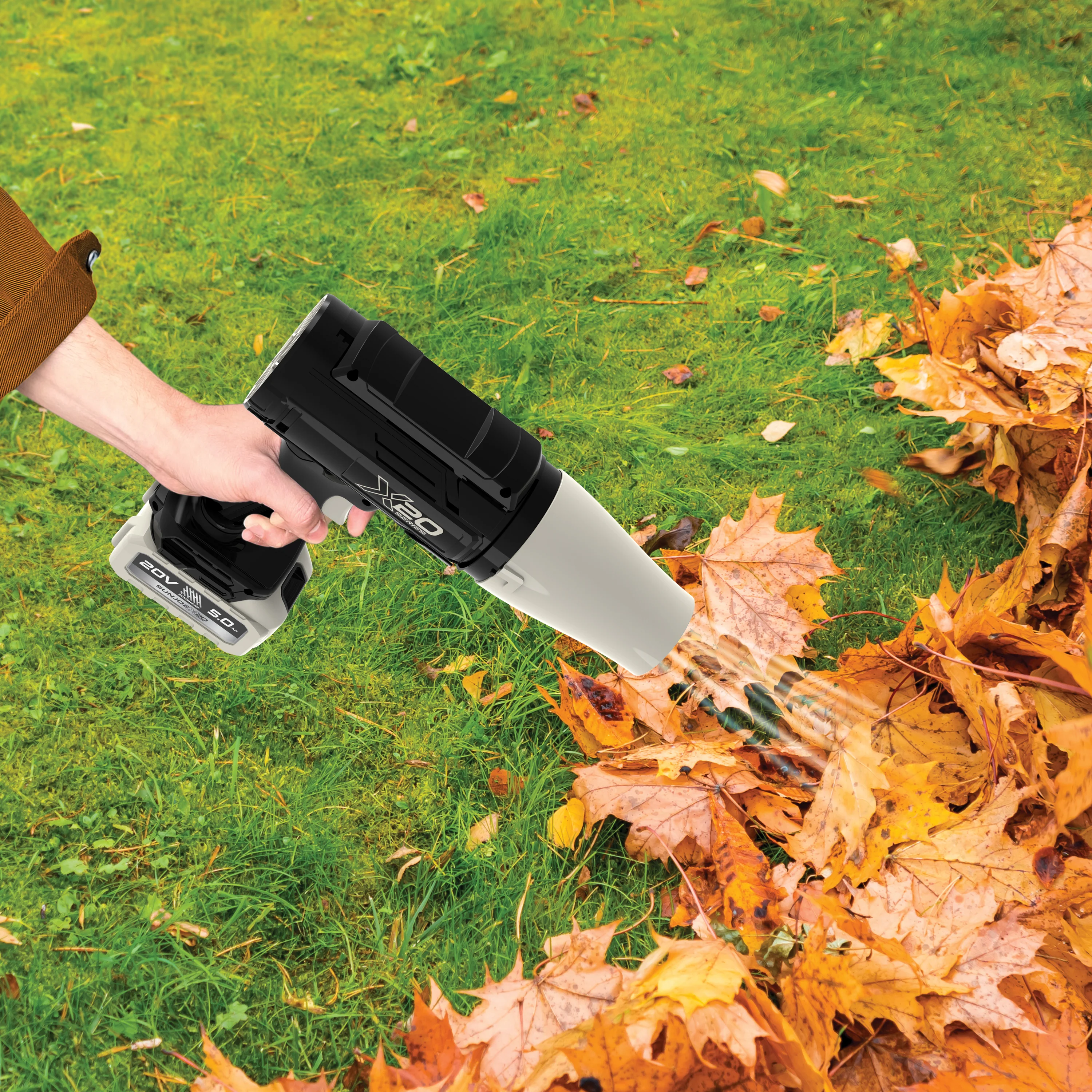 Sun Joe 20-Volt ECOSHARP Cordless X20 StormJet Handheld Turbo Blower  | 40 CFM | 5.0-Ah Battery + Charger (Blue) - Image 12