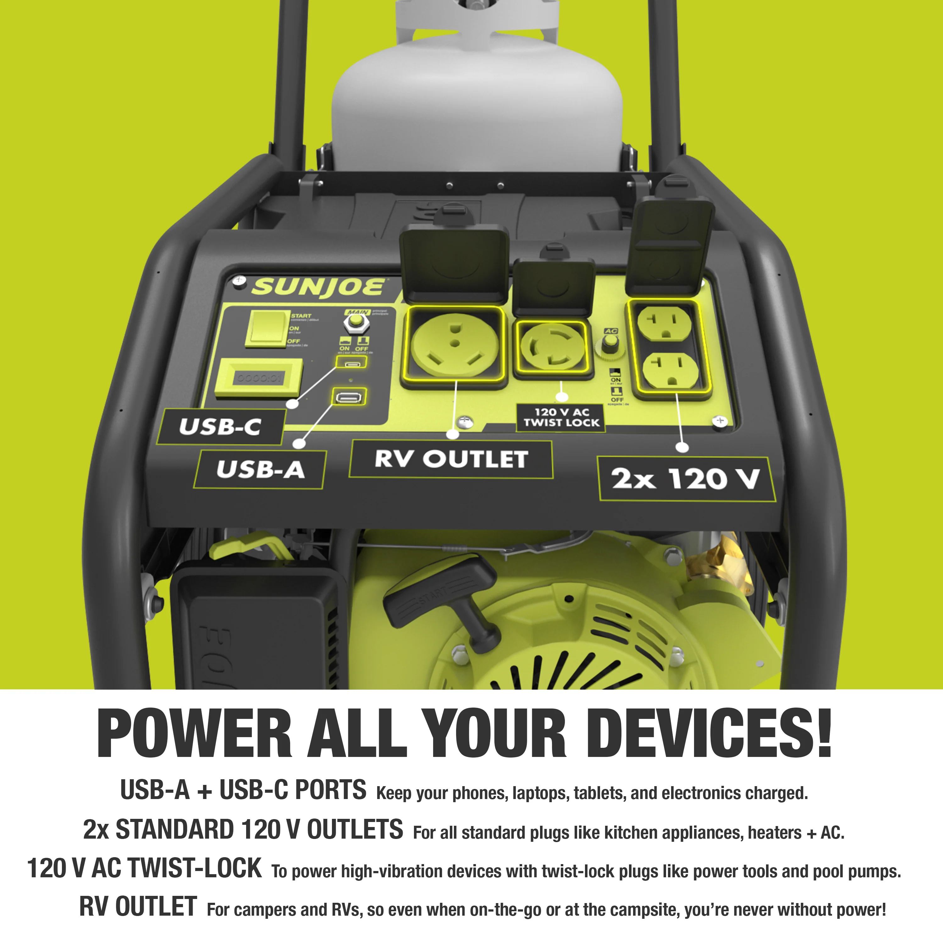 Sun Joe Portable Power Bundle | Generator + Power Station + Extension Cord - Image 5