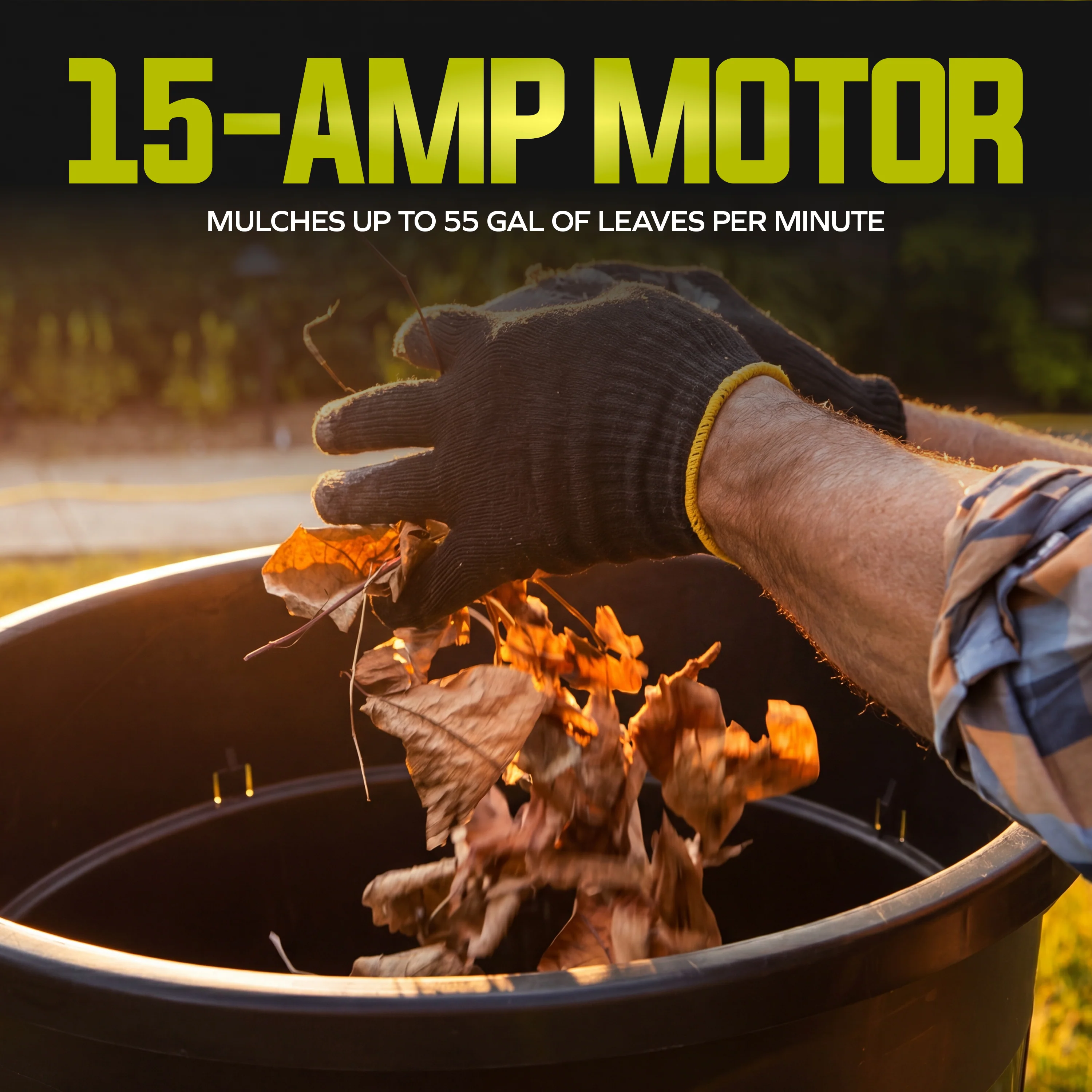 Sun Joe SDJ617E Bladeless Electric Leaf Mulcher + Shredder | 15 Amp | 8,000 RPM | Mulches Up To 55 Gallons of Leaves Per Minute - Image 3