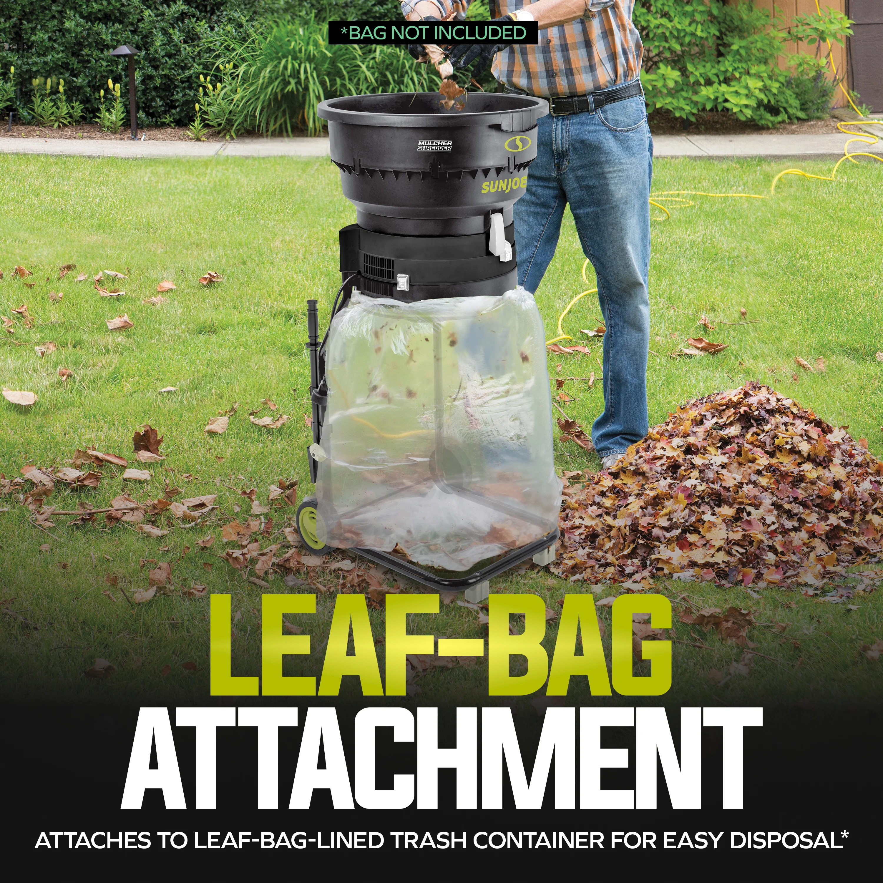 Sun Joe SDJ617E Bladeless Electric Leaf Mulcher + Shredder | 15 Amp | 8,000 RPM | Mulches Up To 55 Gallons of Leaves Per Minute - Image 6
