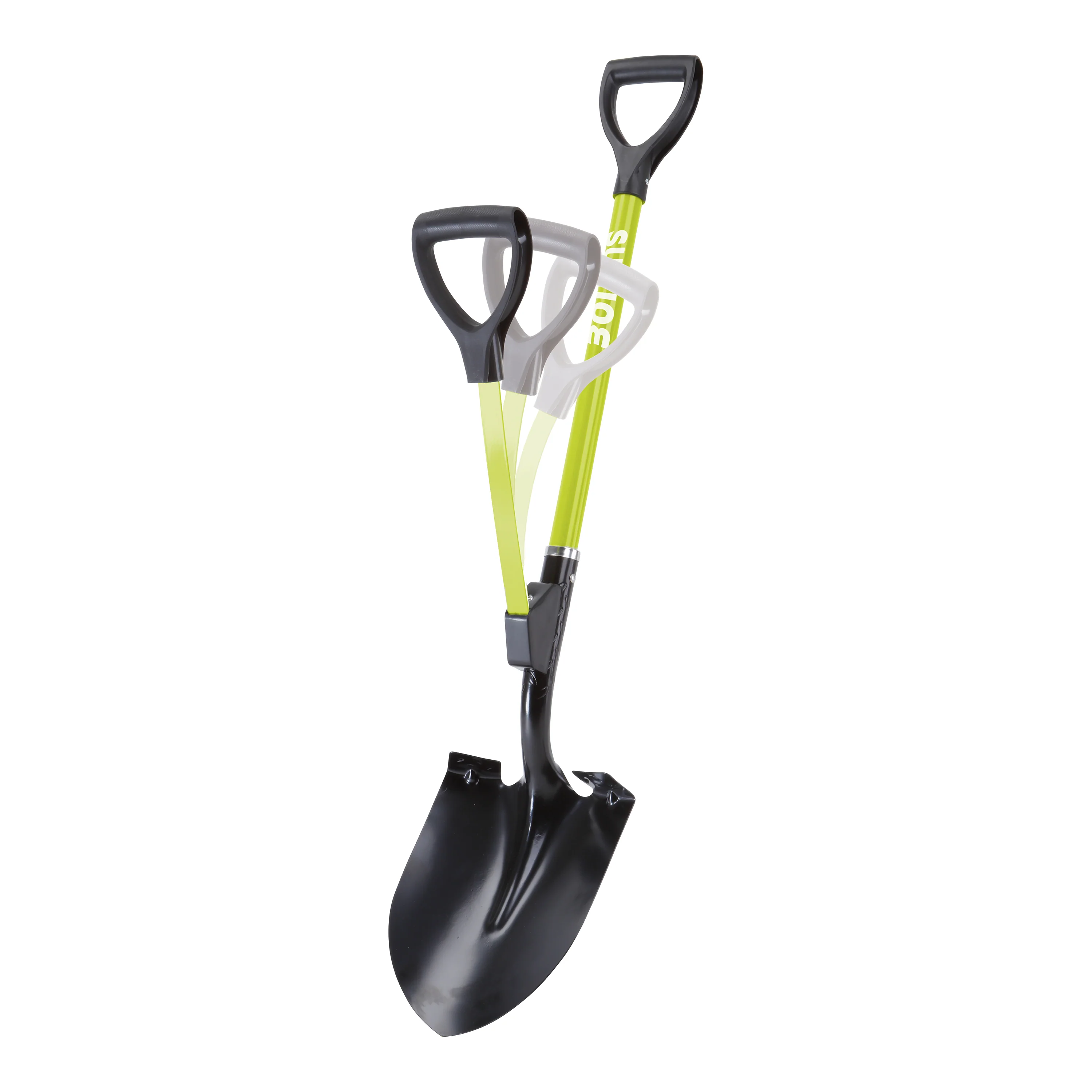 Sun Joe SJ-SHLV06 Shovelution Strain-Reducing Utility Round-Point Digging Garden Shovel | Patented Shovelution Auxiliary Handle | 9-Inch Steel Head (Green) - Image 2
