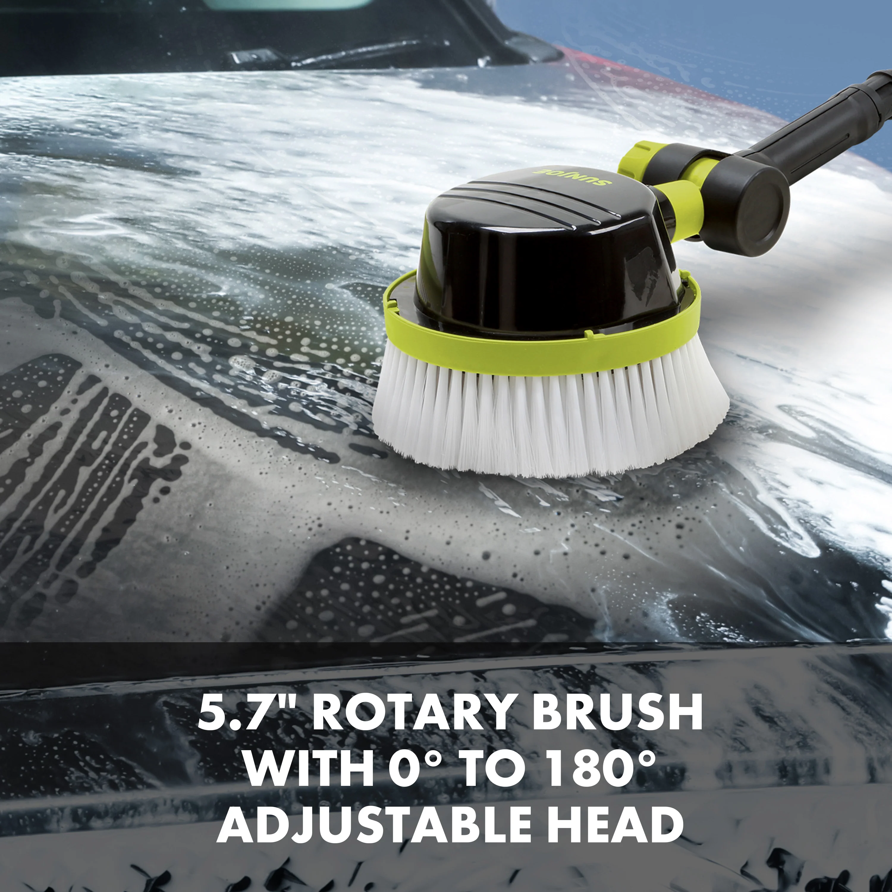Sun Joe Auto Cleaning System for Most Pressure Washers | W/ 180° Rotating Brush, Feather Bristle Brush, Wheel/Rim Detailing Brush, Undercarriage Turbo Nozzle, Microfiber Cleaning Cloths & Universal Adapters for Most Brands up to 3500-PSI - Image 6