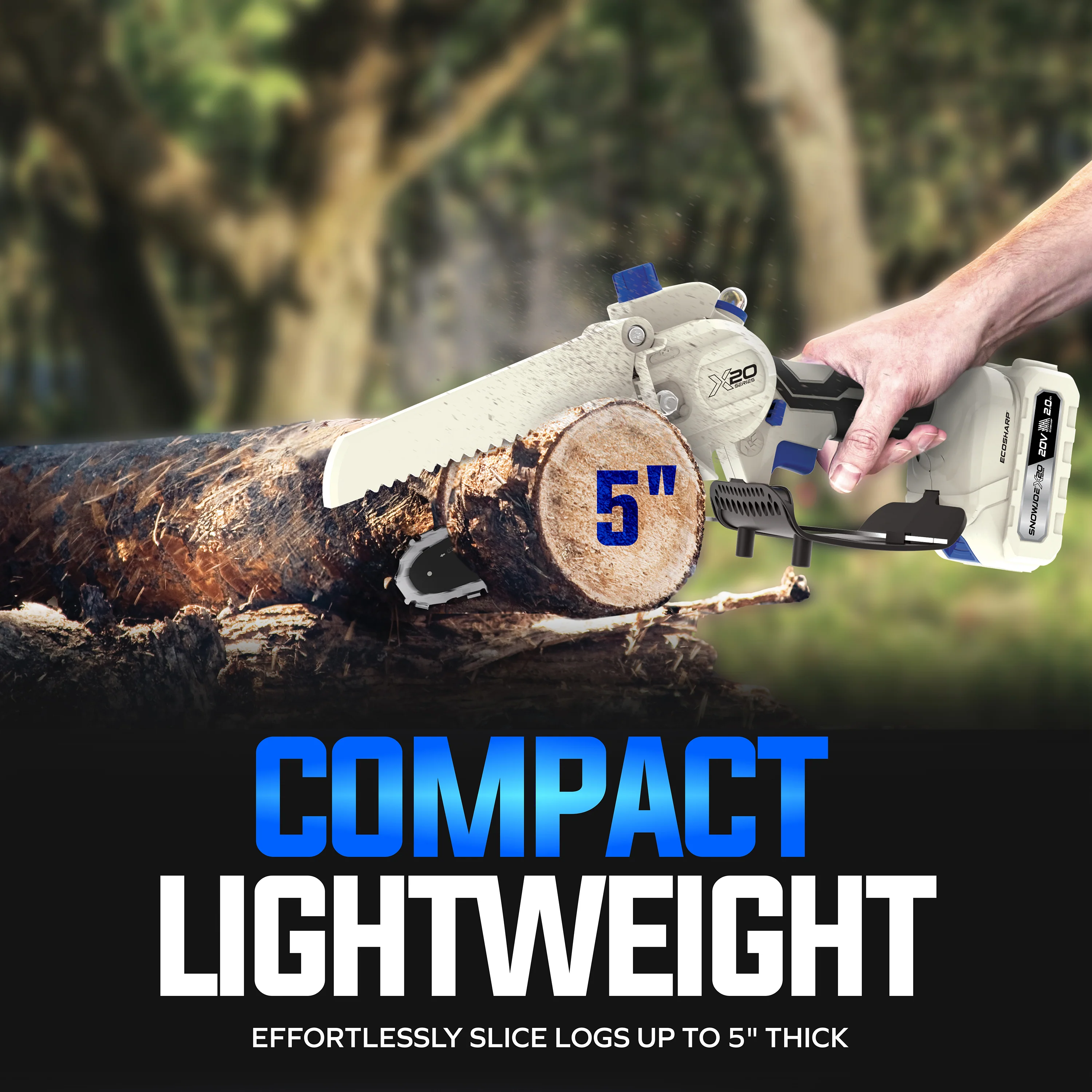 Sun Joe 20-Volt ECOSHARP Cordless X20 Handheld Pruning Saw | 6-inch | W/ 2 x 2000 mAh Batteries (2.0-Amp) + Charger - Image 5