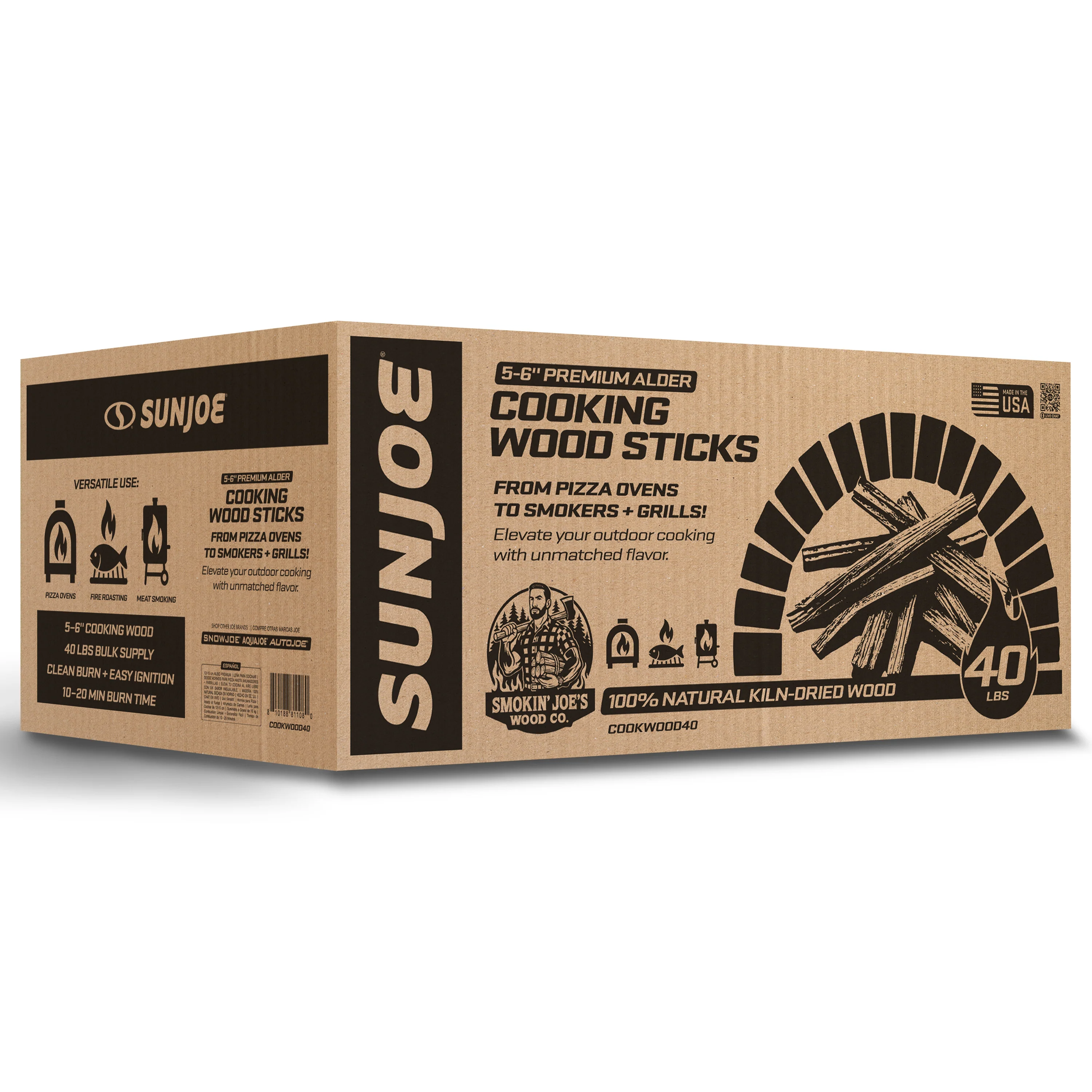 Sun Joe Cooking Wood Sticks | 100% Natural Kiln-Dried Wood for Pizza Ovens, Smokers & Grills | 40-Lb. Box - Image 8